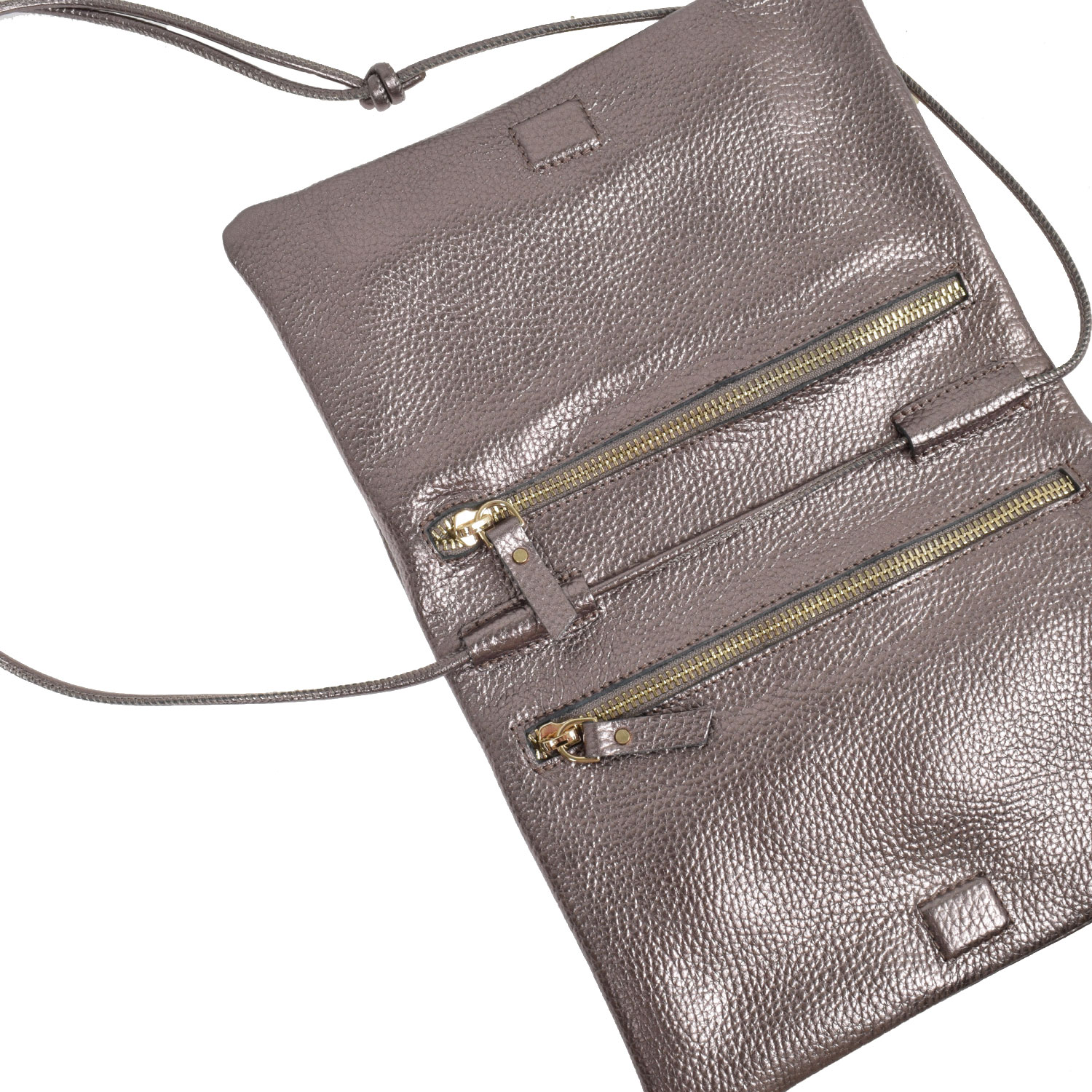 Ann Kurz Fold Over Double Compartment Ann Kurz Tasche Metallic Detail