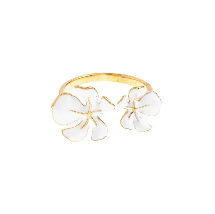 La Garçonne Bijoux White Flower La Garconne Bijoux Fingerring Edelstahl Gold vorne