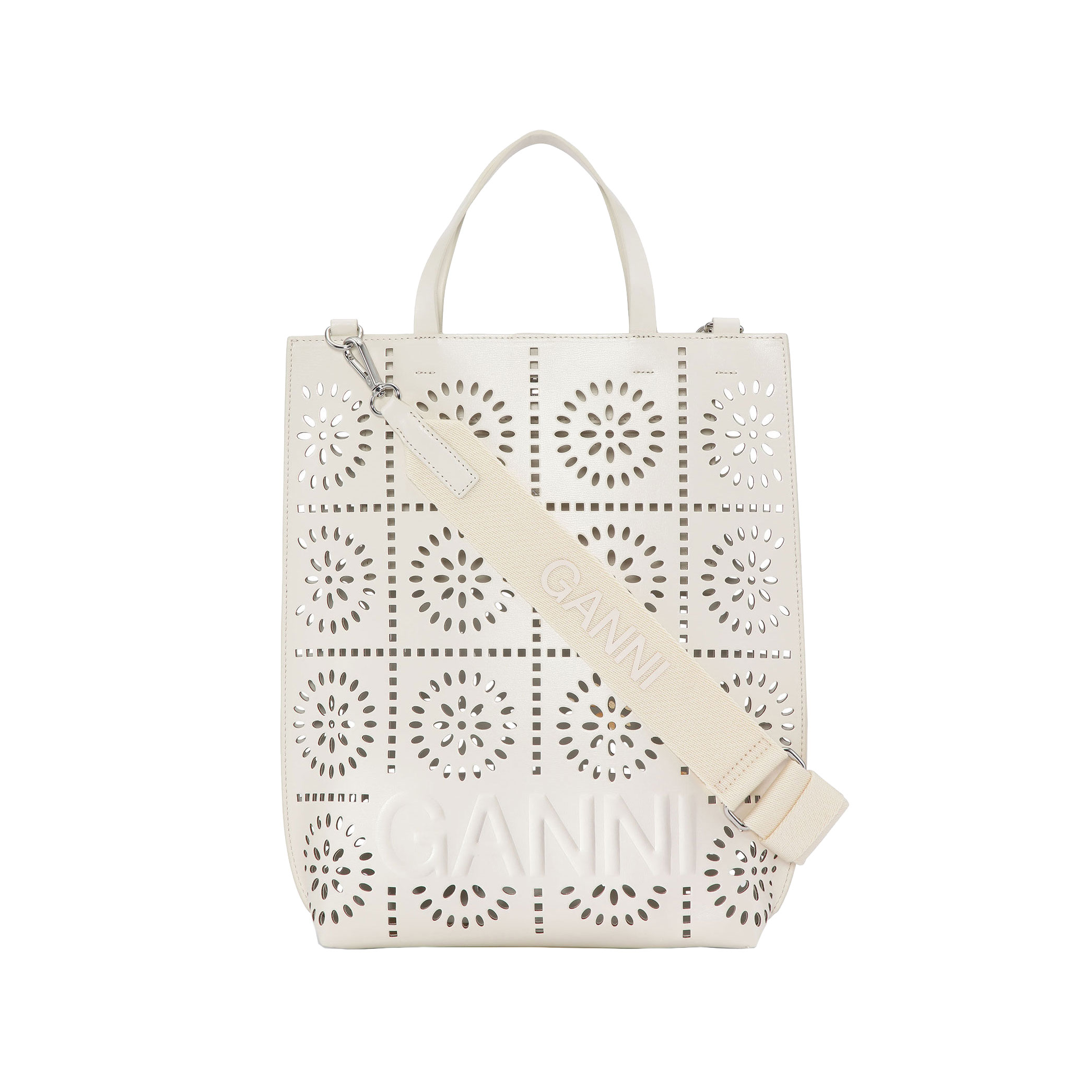 Ganni Banner Ganni Tasche Ecru vorne