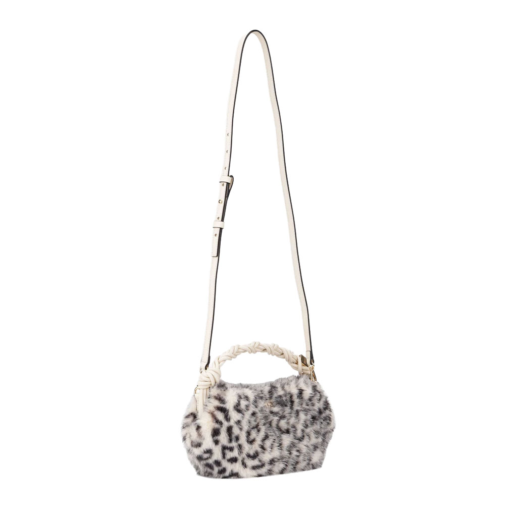 Ganni Bou Bag Fur Mini Tasche in Leopard von Ganni vorne