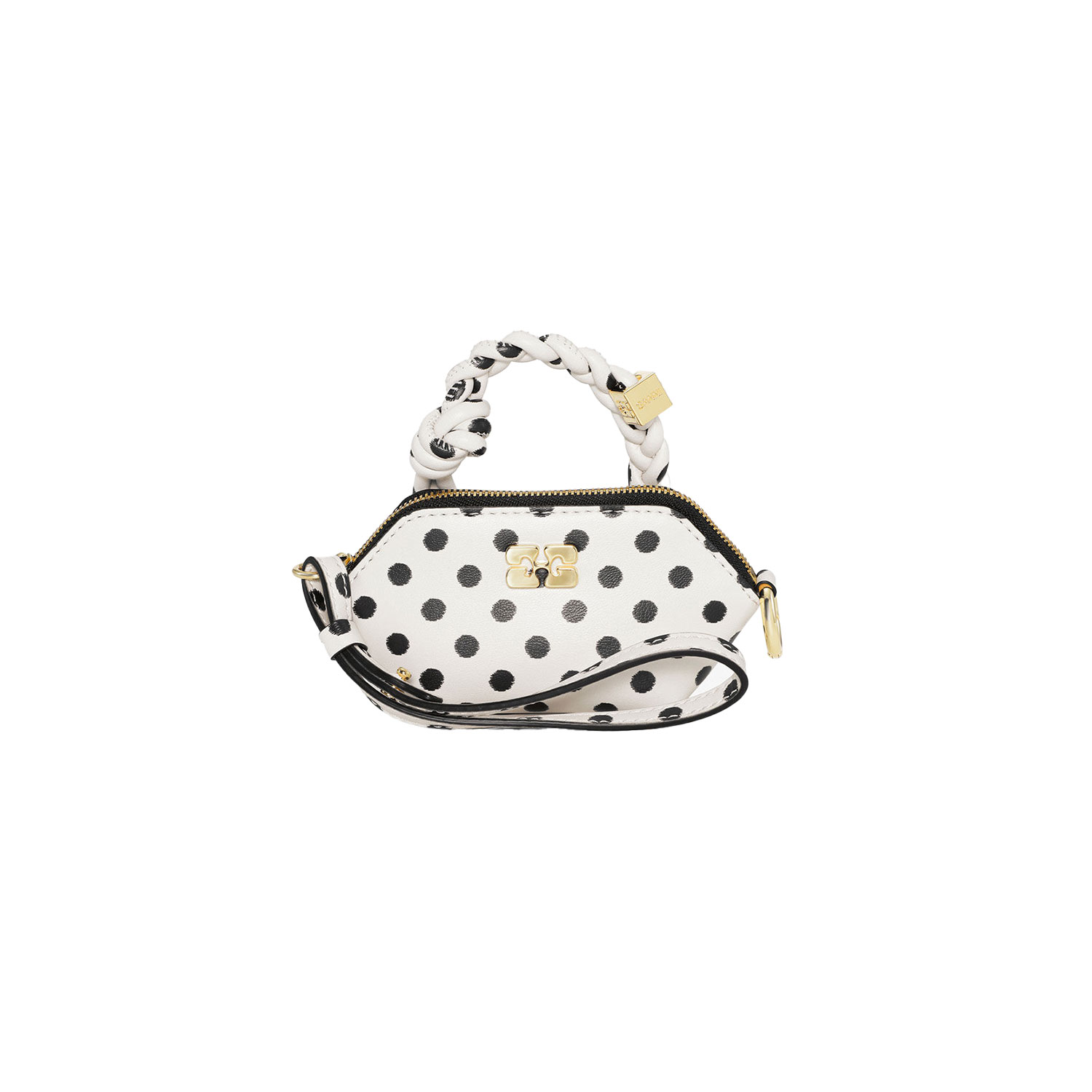 Ganni Polka Dot Nano Bou Bag Charm Egret