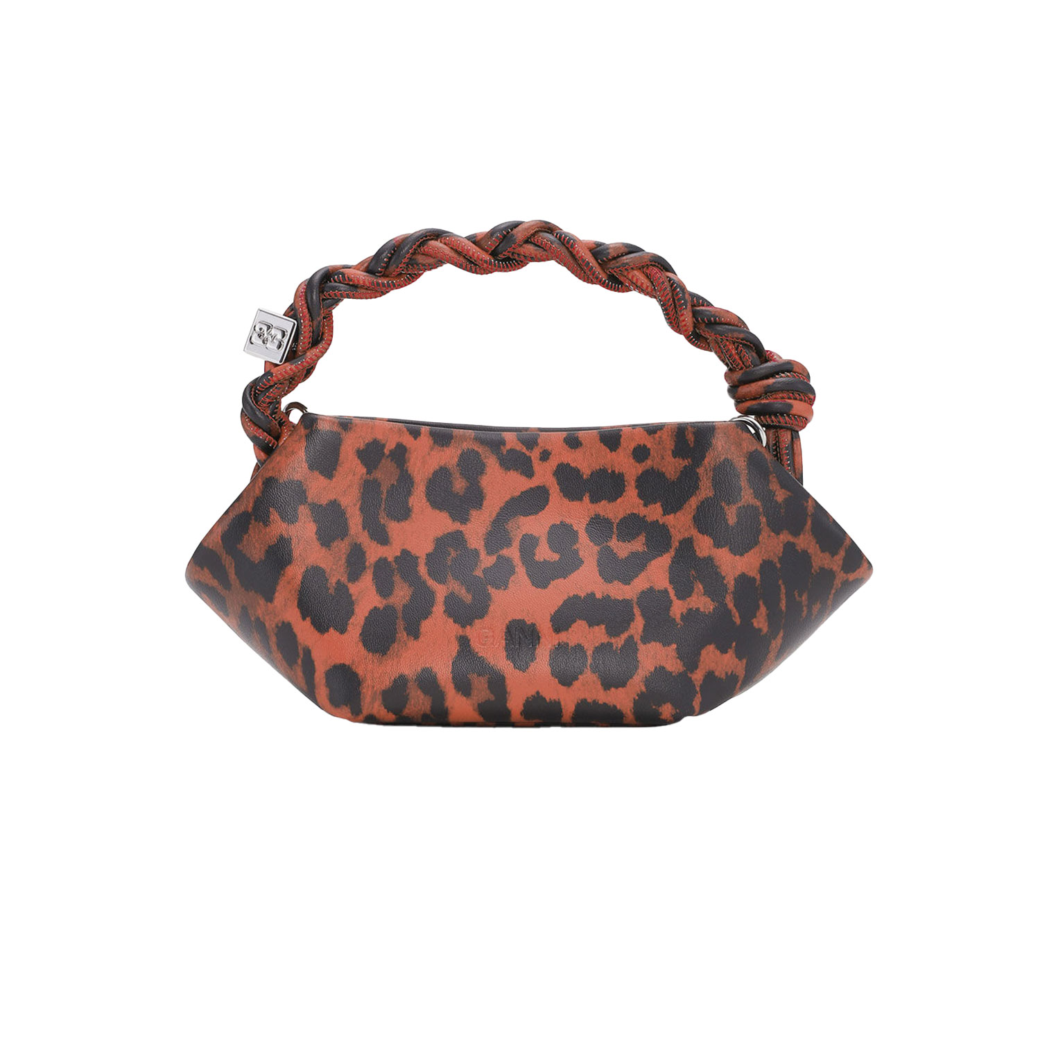 Ganni A6628 Bou Mini Tasche mit rotem Leopardenmuster von Ganni. Hinten