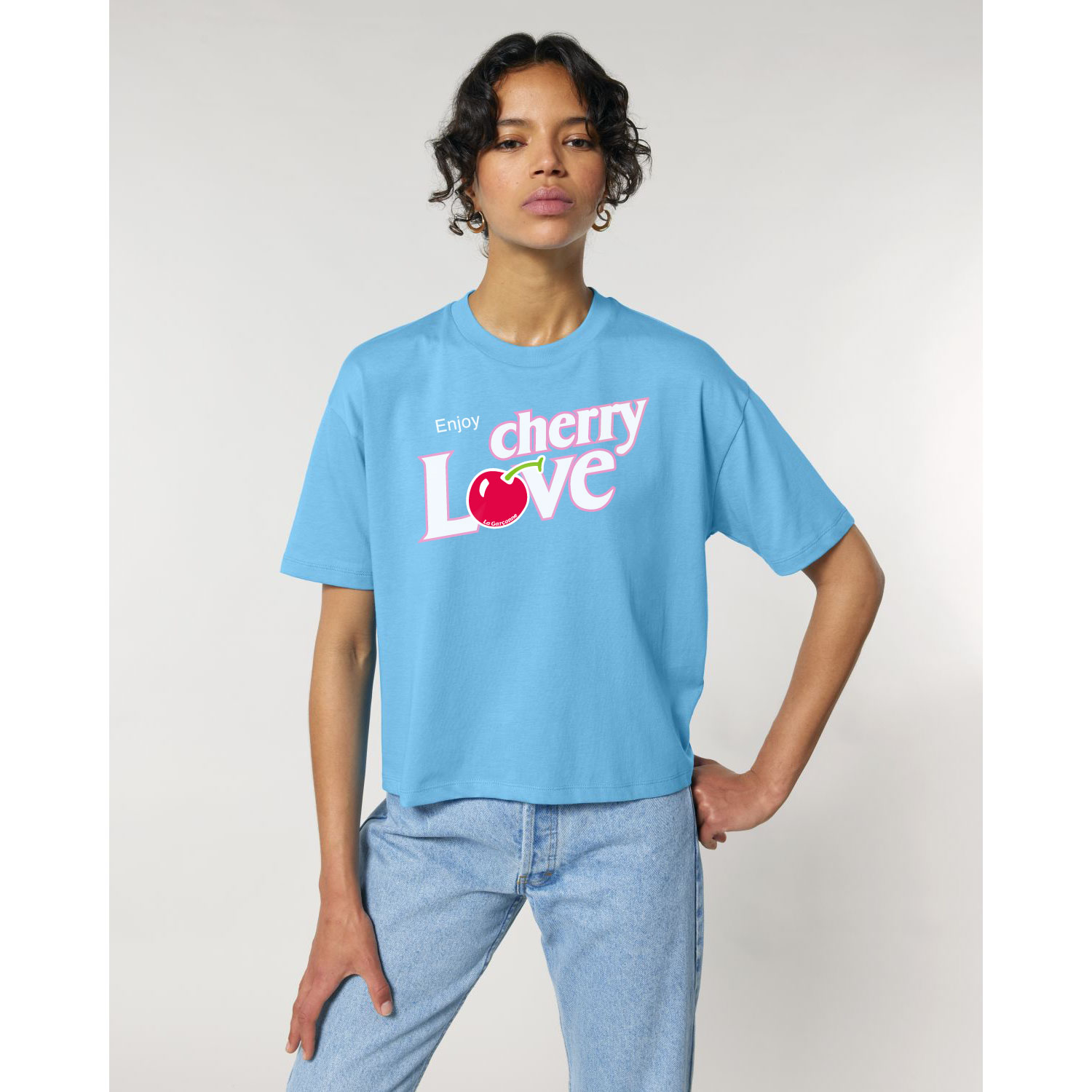 La Garçonne Vetements Cherry Love Boxy T-Shirt Aqua