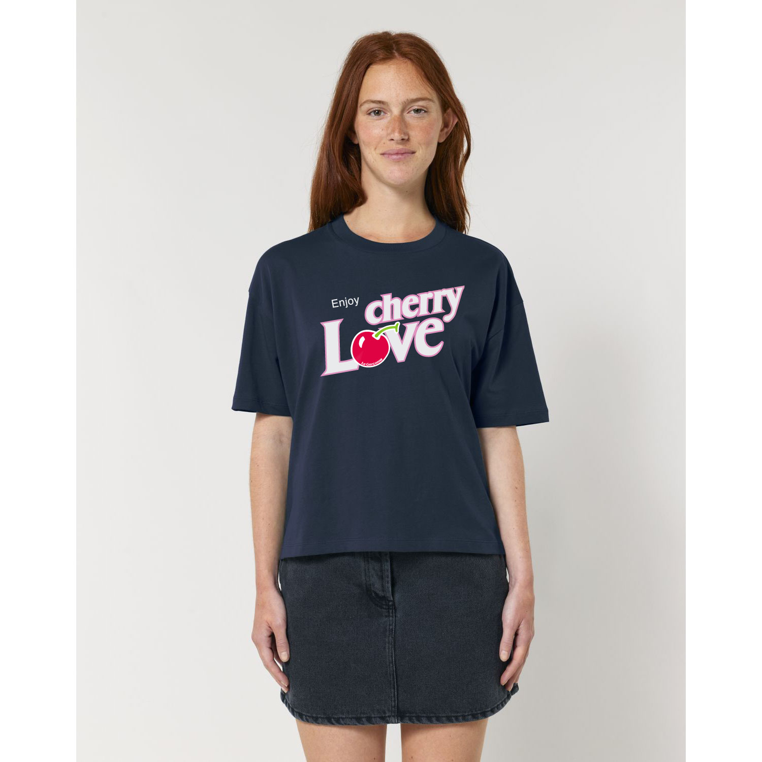 La Garçonne Vetements Cherry Love Boxy T-Shirt Navy