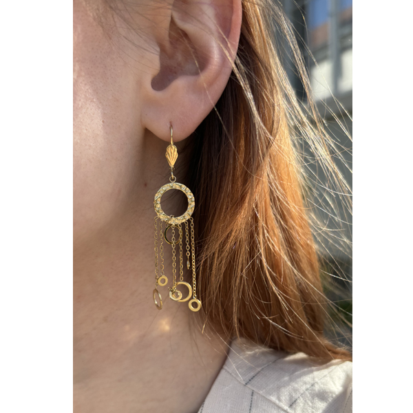 La Garçonne Bijoux Boho La Garconne Bijoux Ohrringe Edelstahl Gold Model vorne