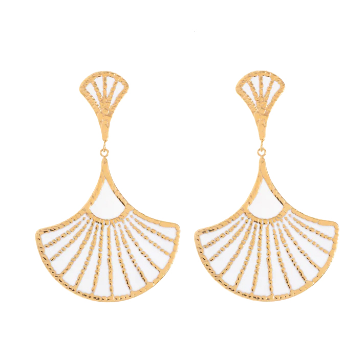 La Garçonne Bijoux White Statement Ohrringe Edelstahl Gold