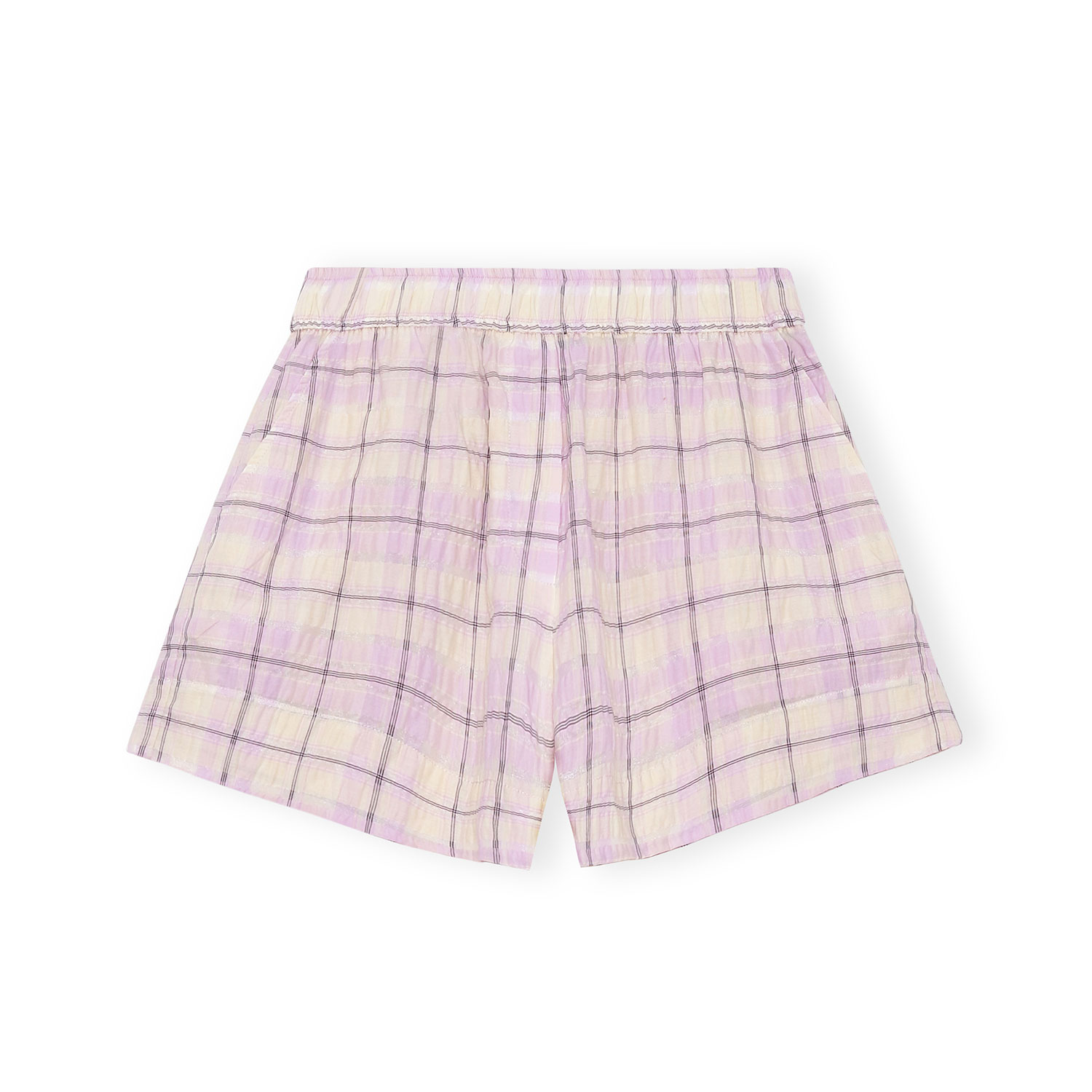 Ganni Seersucker Shorts Orchid Bloom