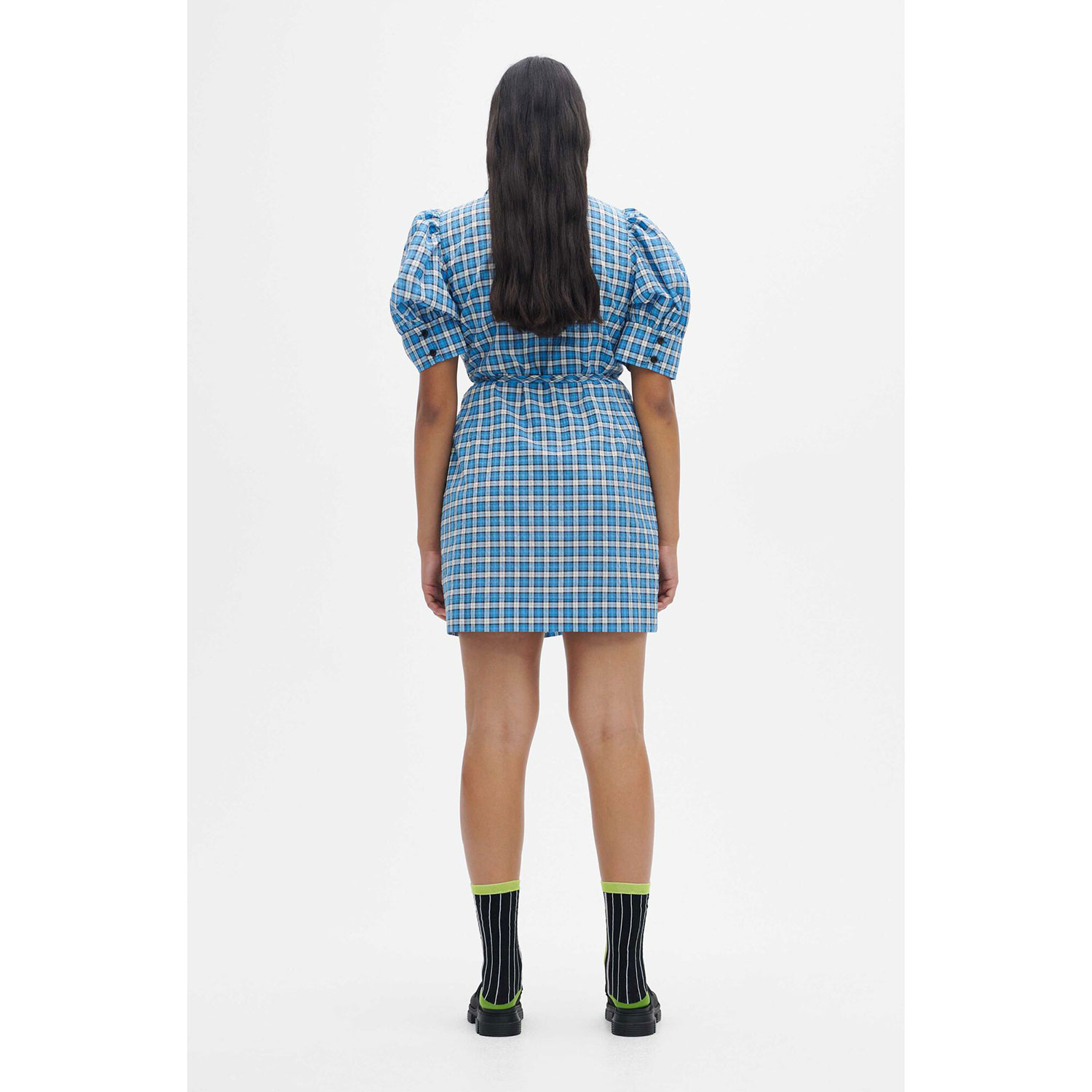 Ganni Seersucker Wickelkleid Azure Blue