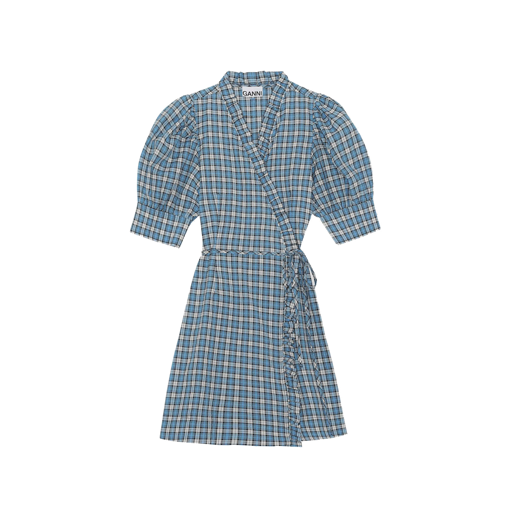 Ganni Ganni Wickelkleid blau vorne
