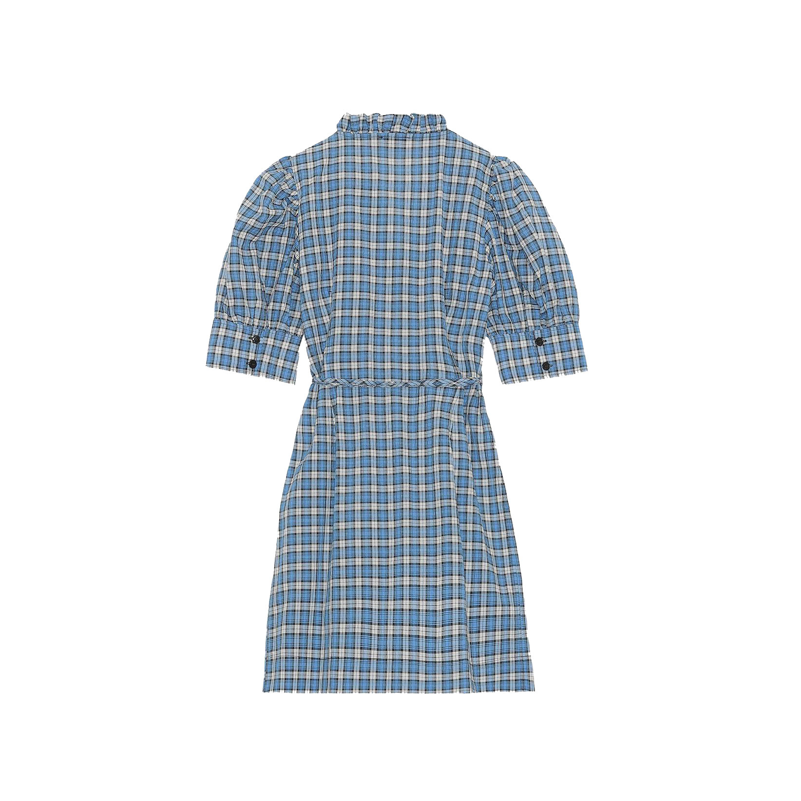 Ganni Seersucker Wickelkleid Azure Blue