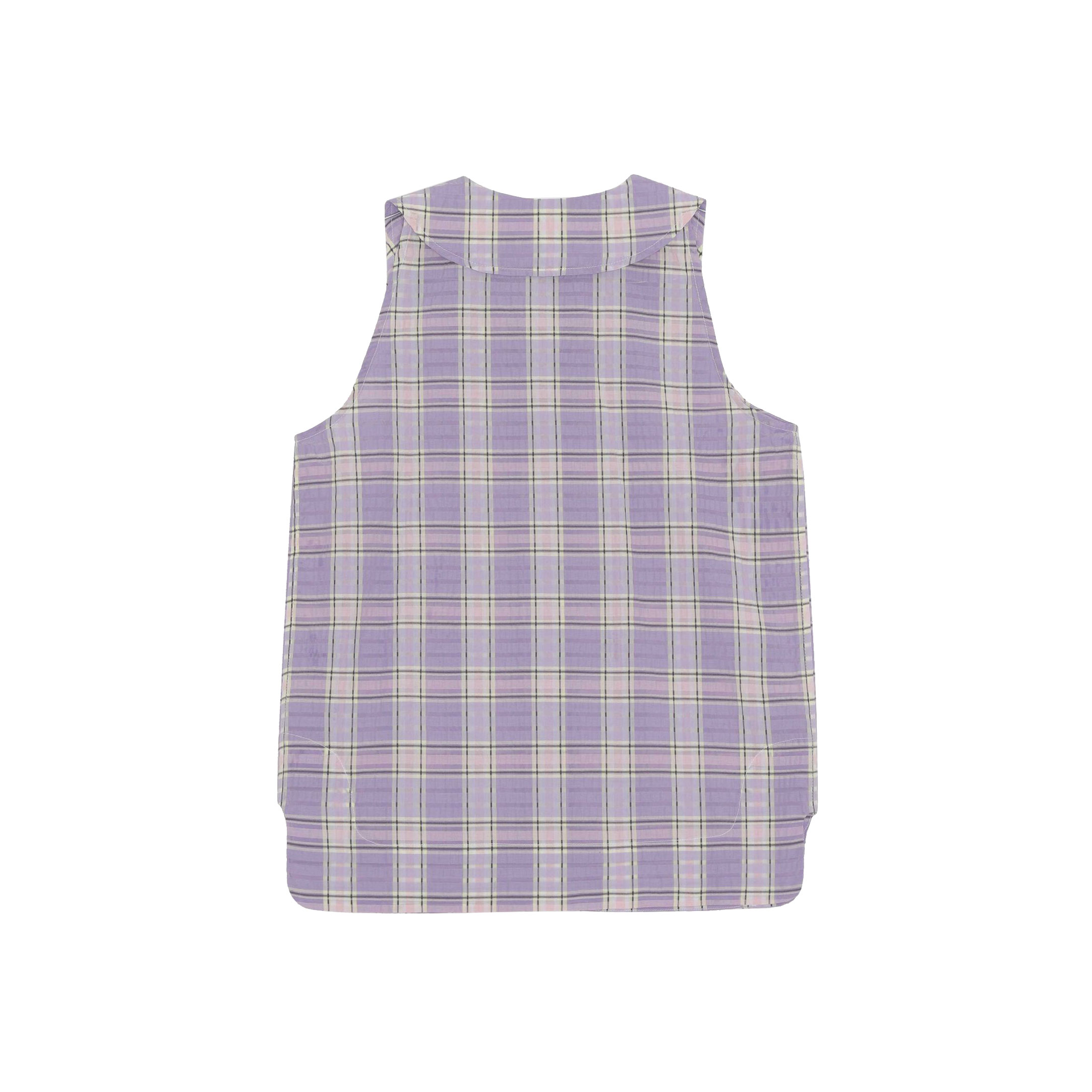 Ganni Seersucker Bluse Check Persian Violet