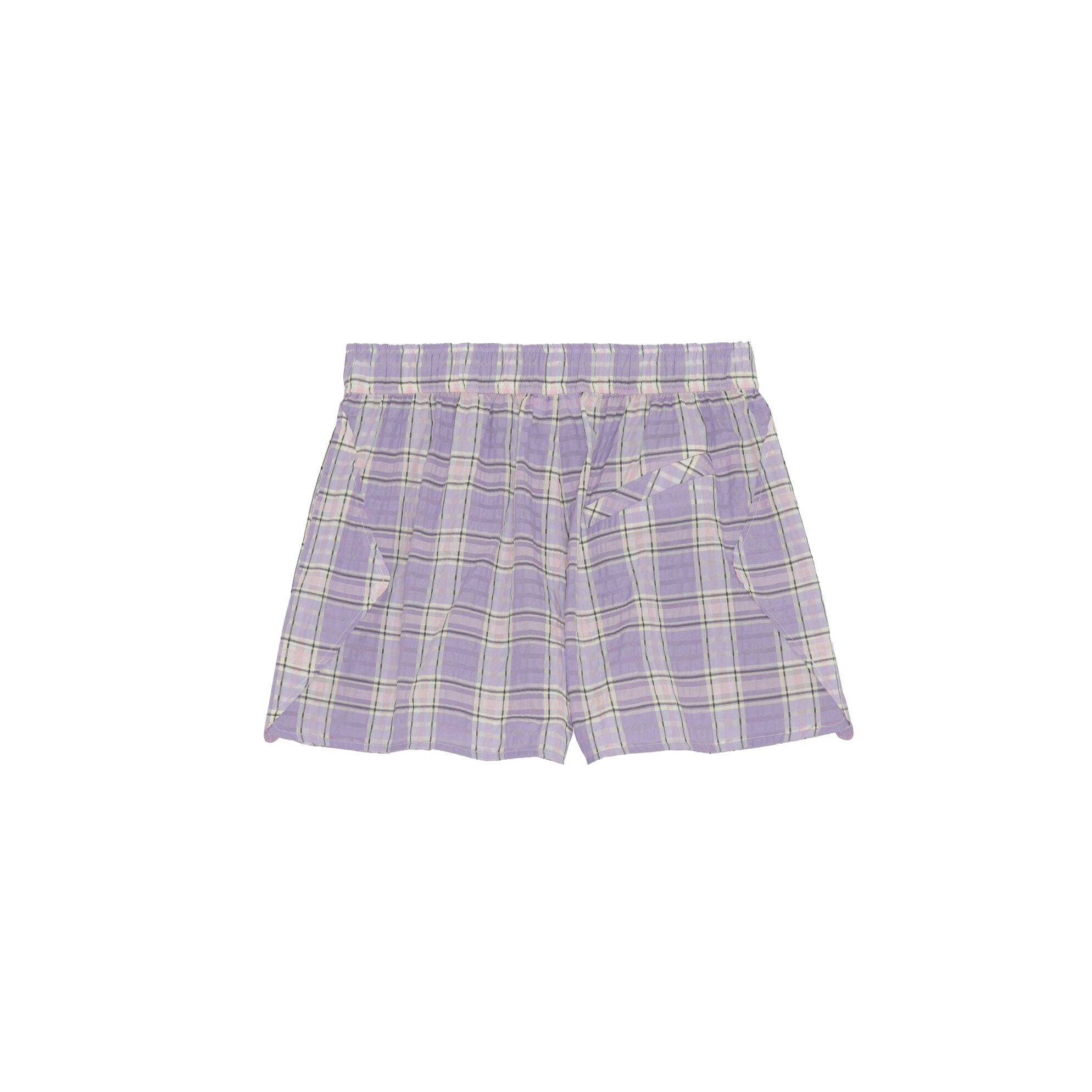 Ganni Seersucker Shorts Check Persian Violet