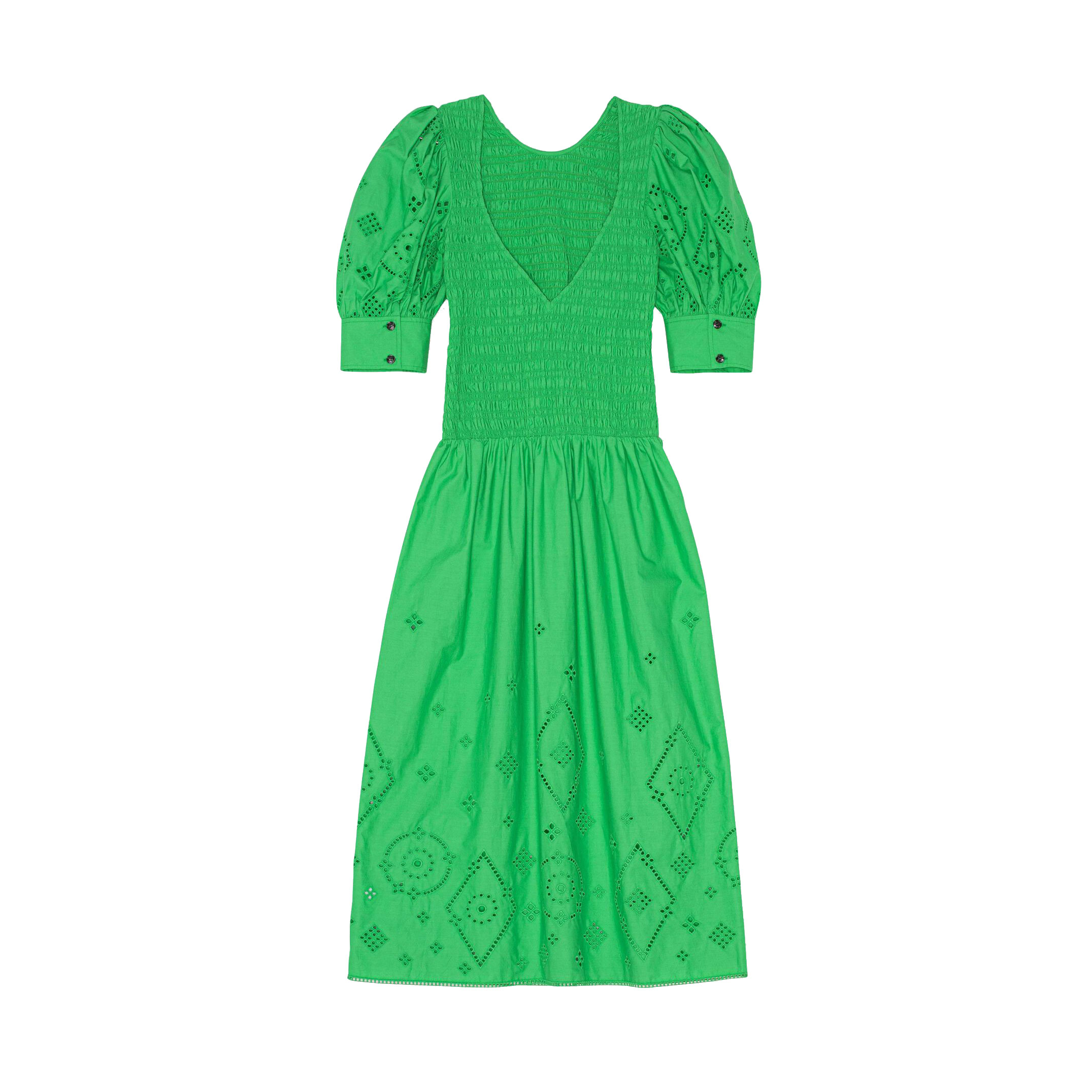 Ganni Ganni Smock Kleid grün hinten