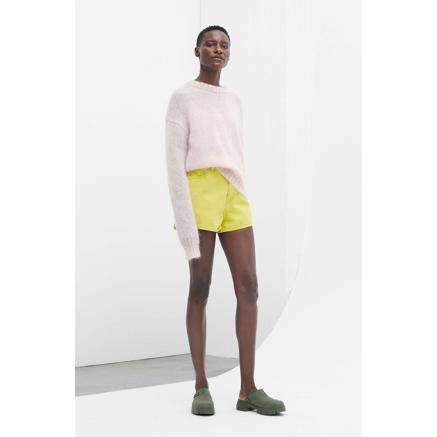 Ganni High Waisted Shorts Yellow