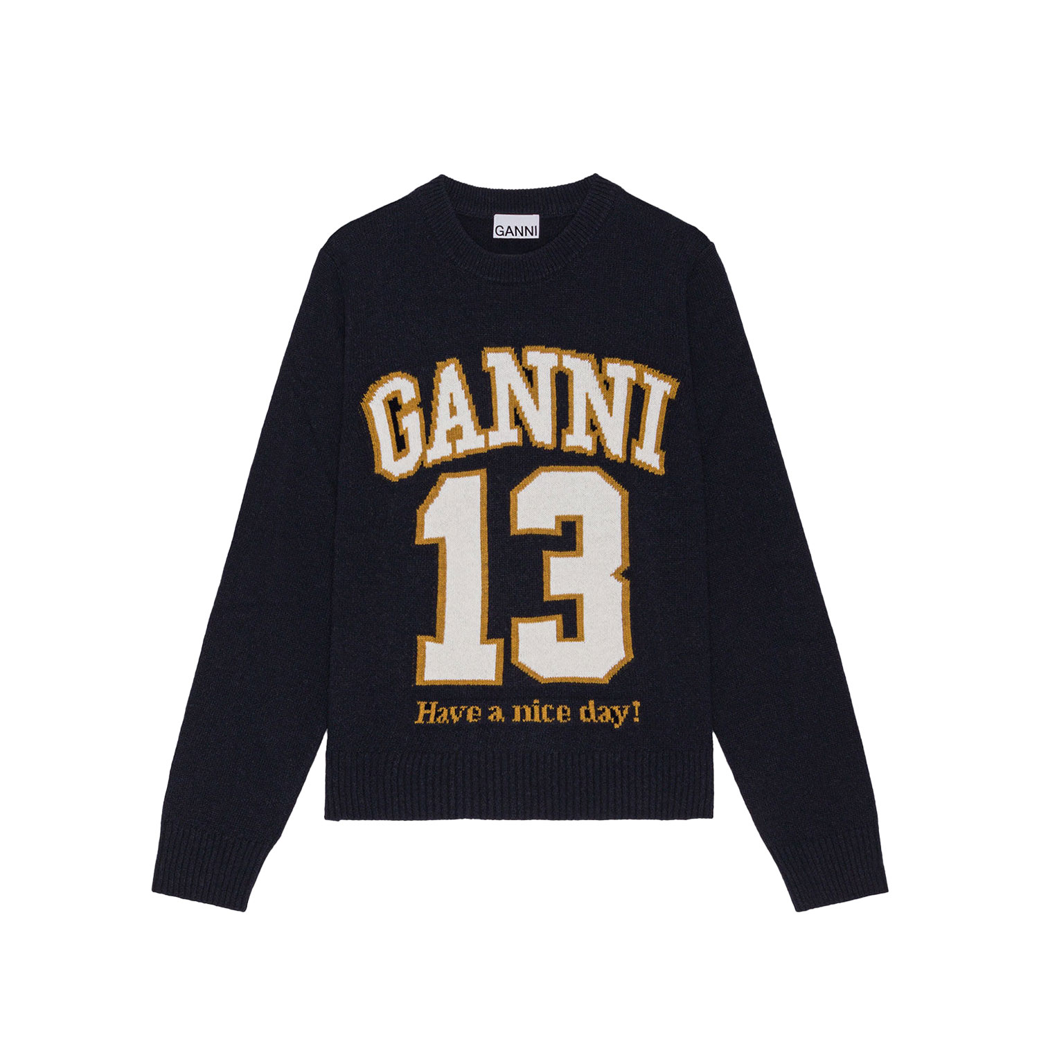 Ganni Graphic Baseball Pullover Sky Captain