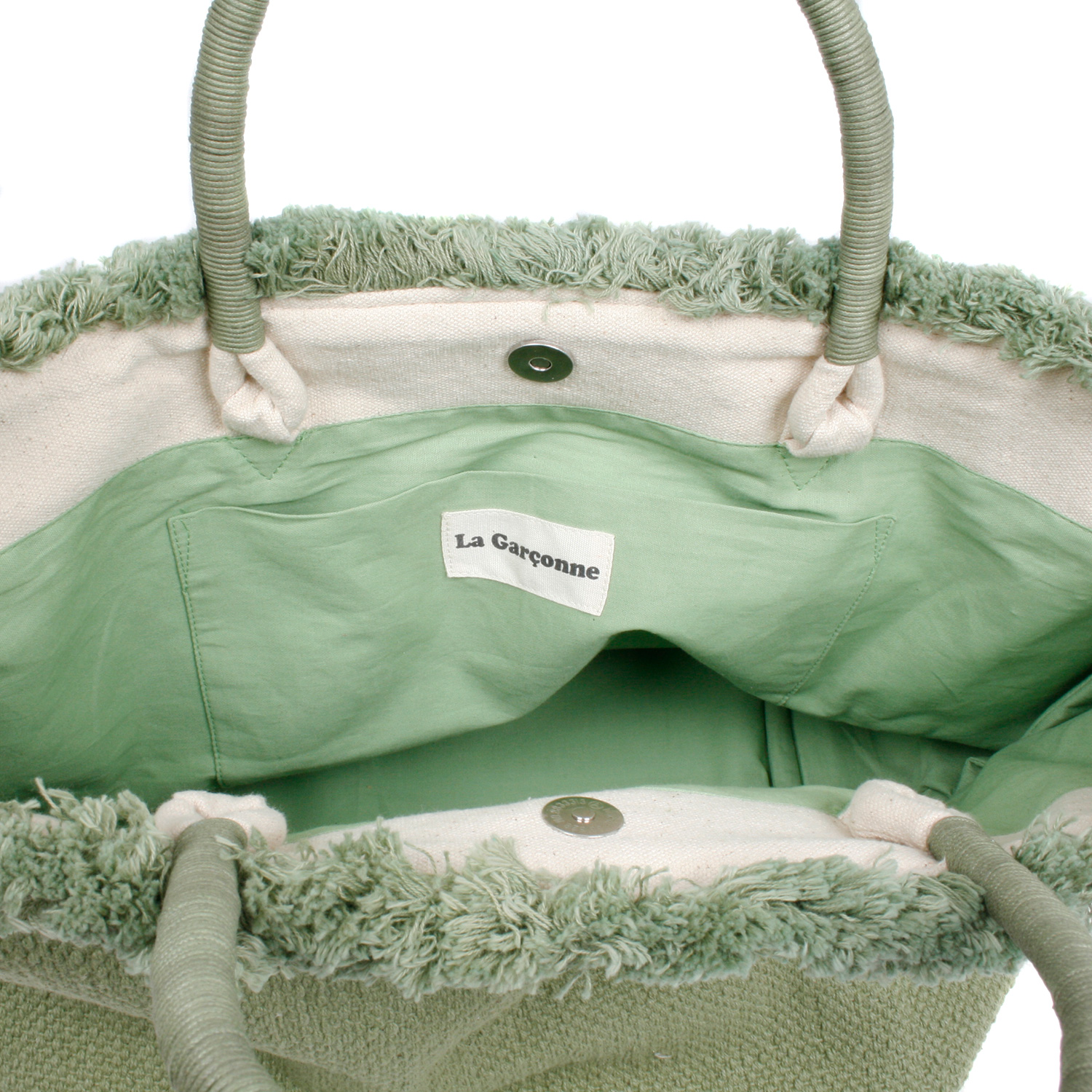 La Garçonne Accessoires Canvas Totebag Emilie Taupe La Garçonne Accessoires Tasche Grün Detail