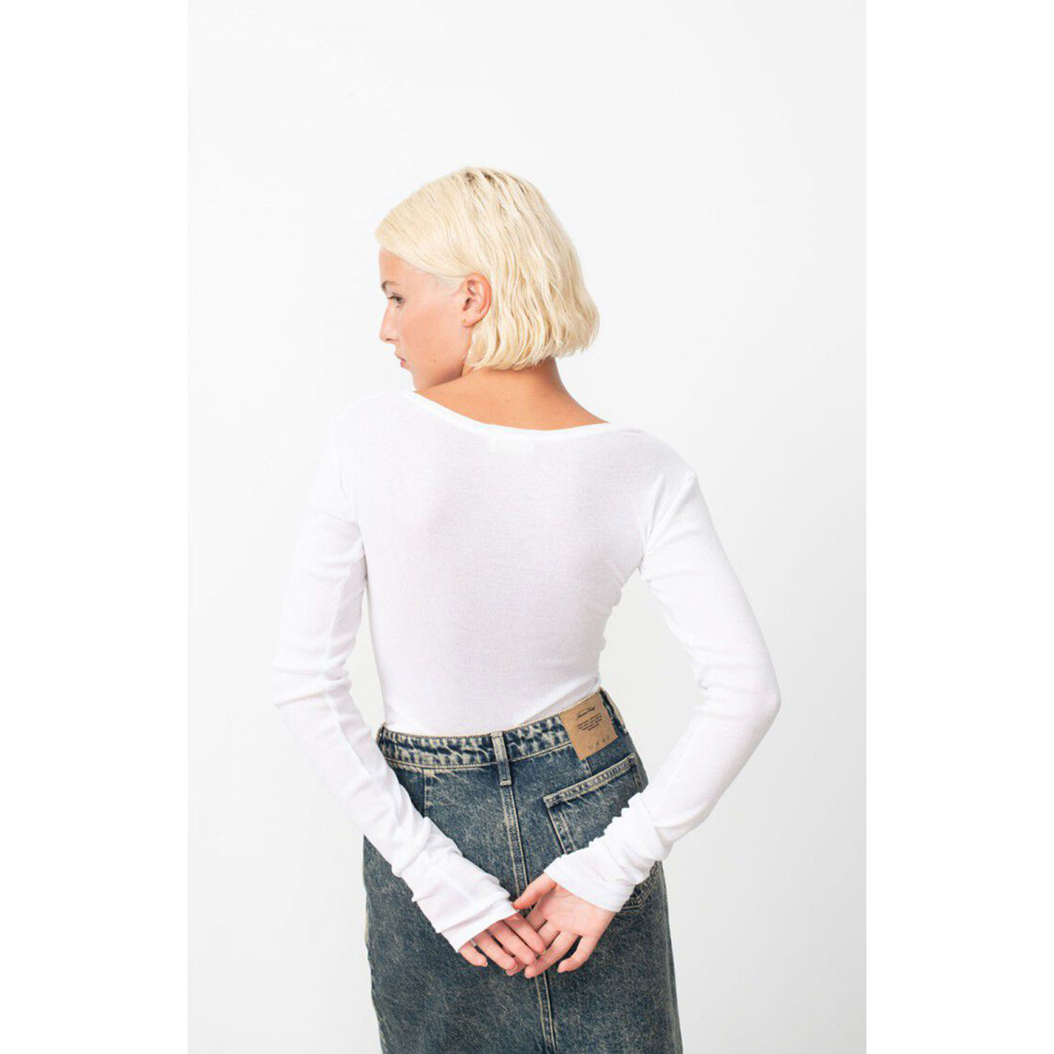 American Vintage Massachusetts Langarmshirt White