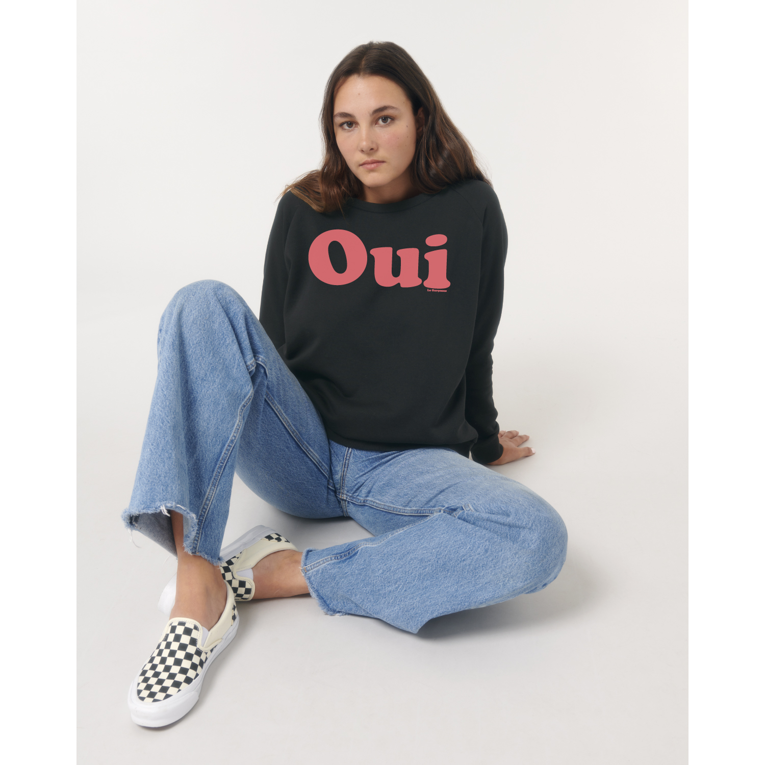 Oui Sweater Raglan Black/Rose