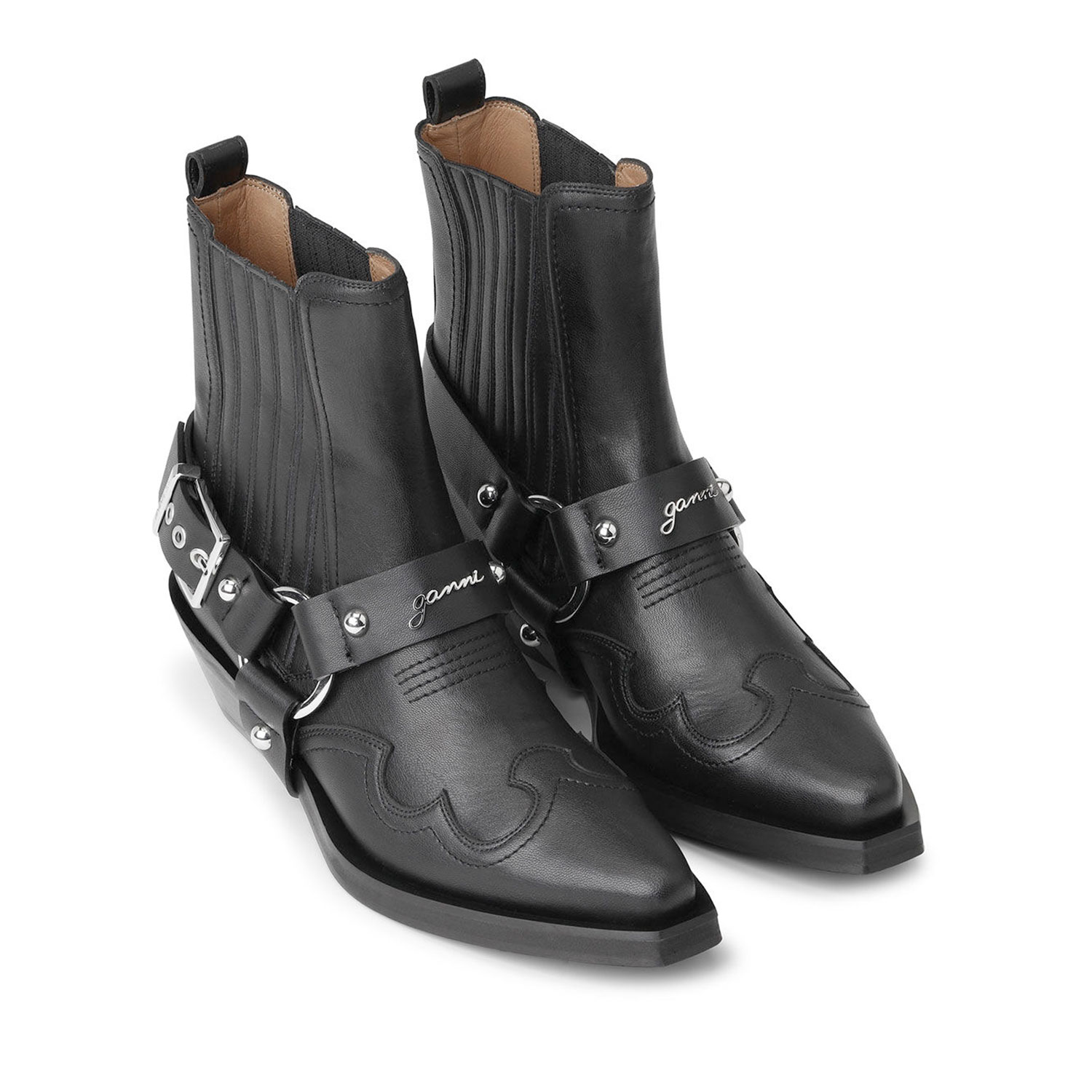 Ganni Low Cut Western Chelsea Boot Black