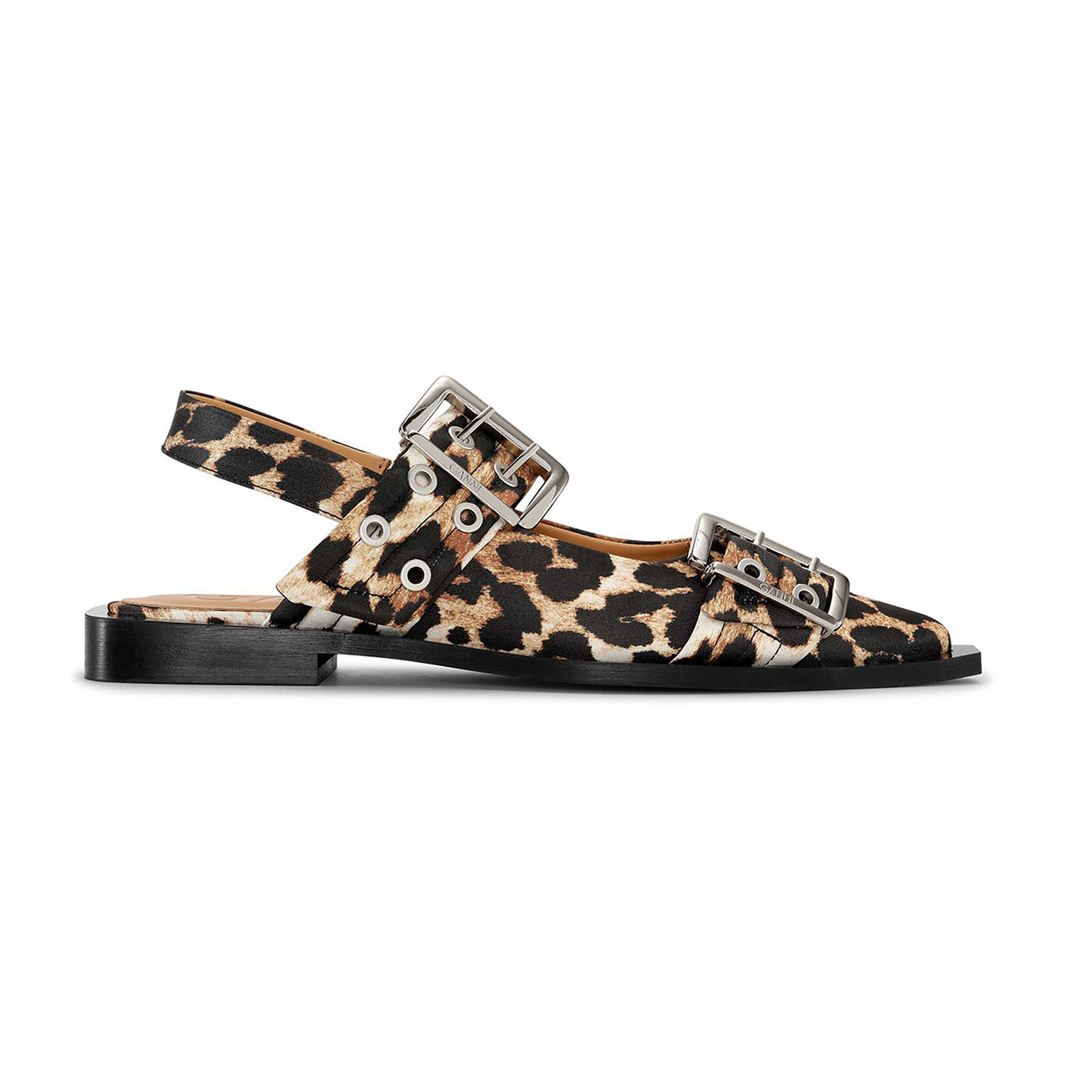 Ganni Buckle Ballerina Leopard