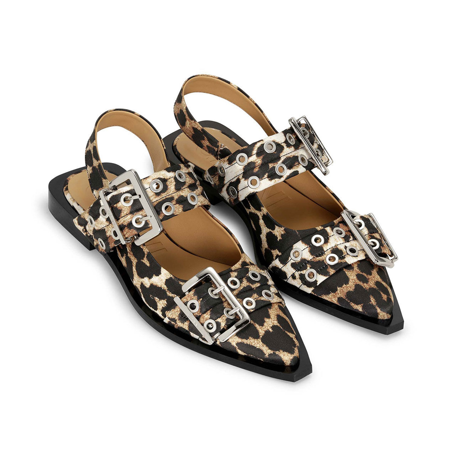 Ganni Buckle Ballerina Leopard