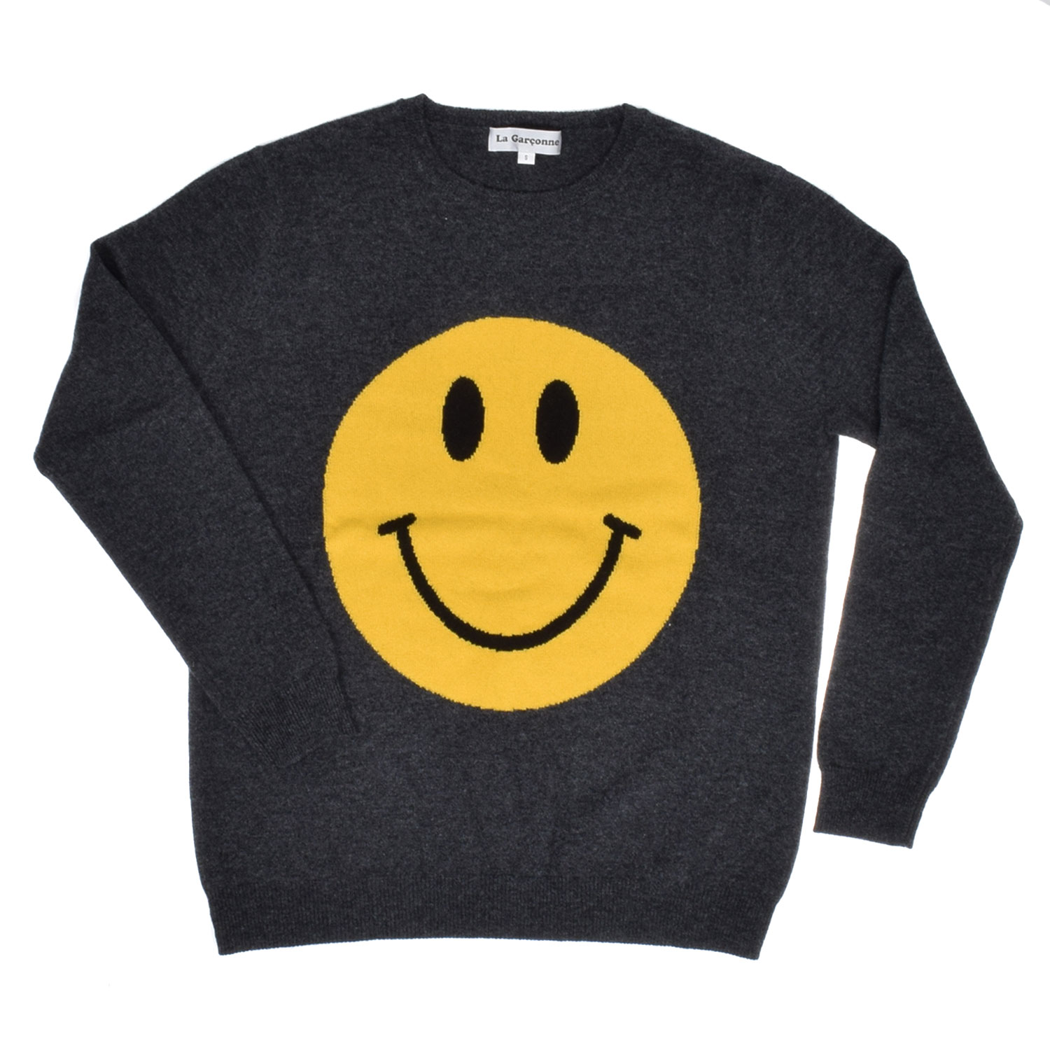 La Garçonne Vetements Smiley Strickpullover Anthrazit