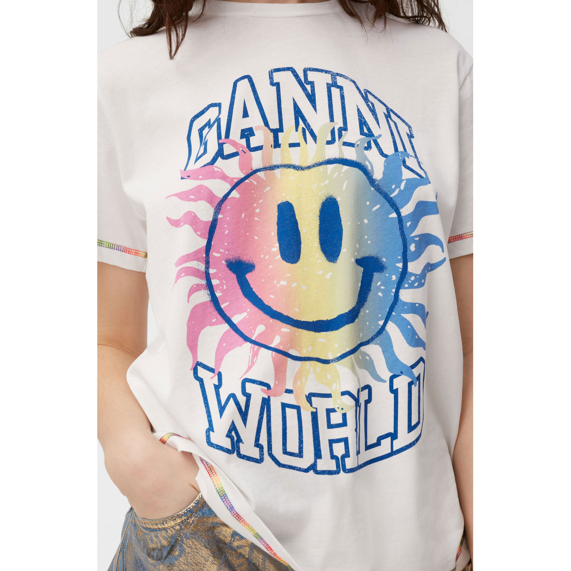 Ganni Smiley T-Shirt Bright White