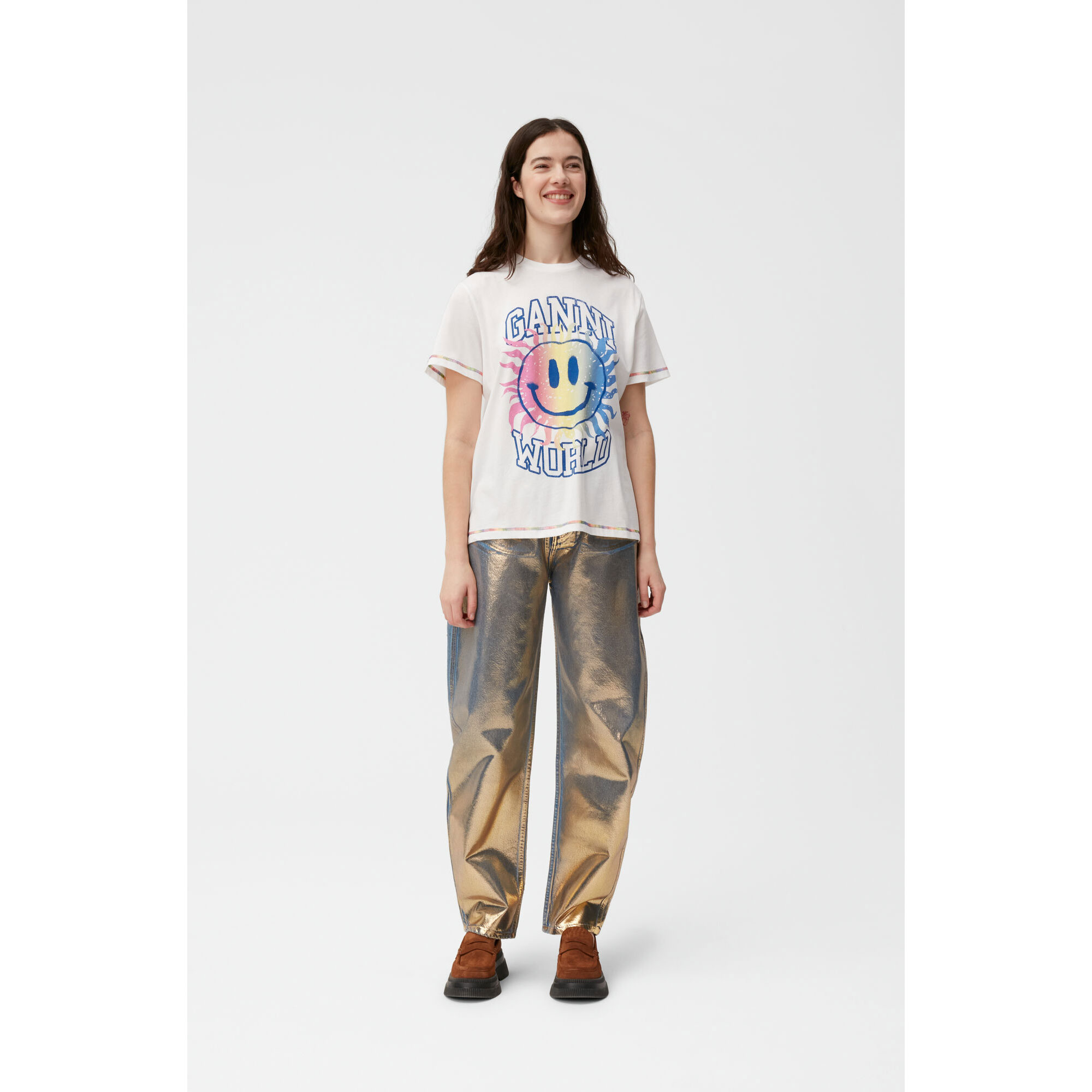 Ganni Smiley T-Shirt Bright White