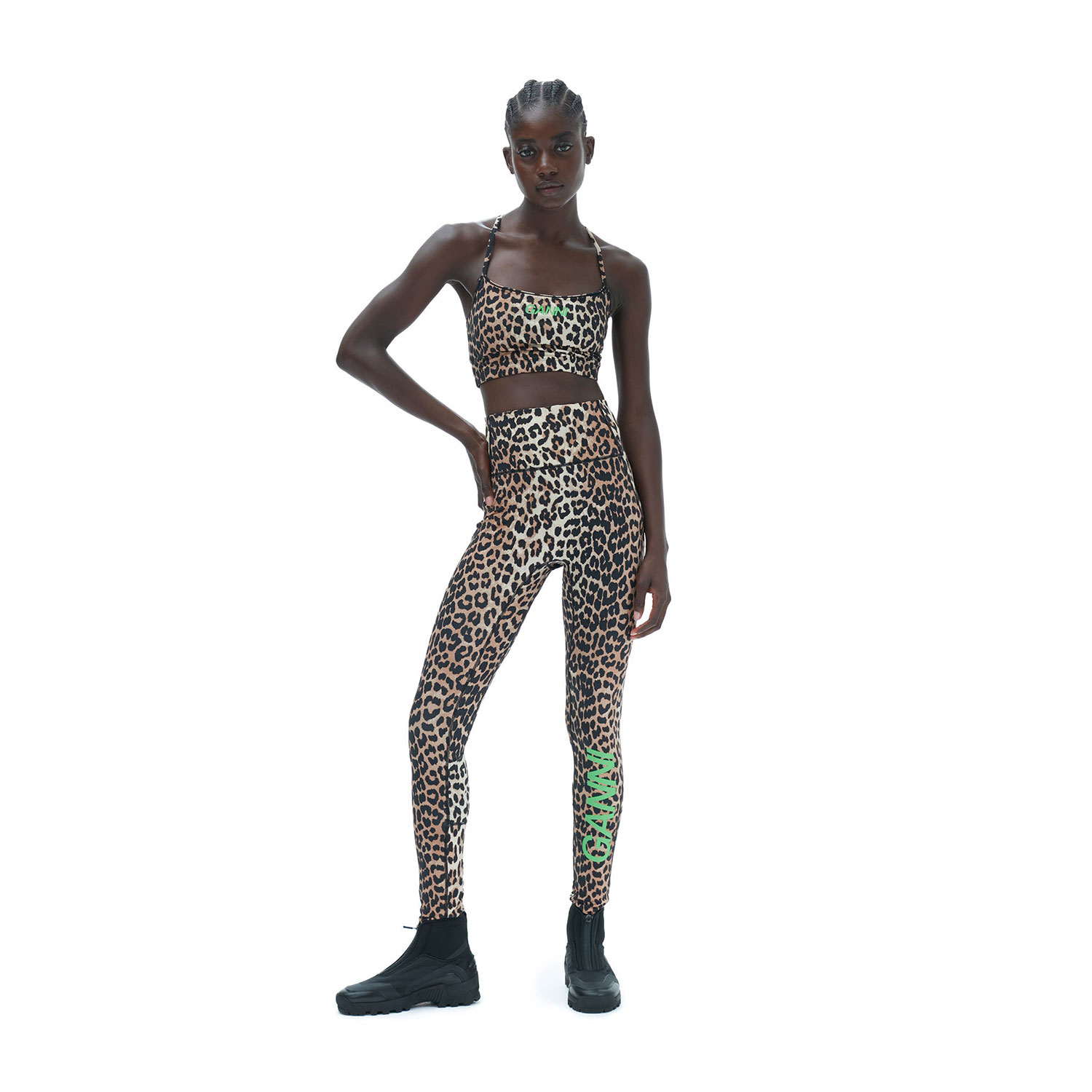 Ganni Active Leggings Leopard