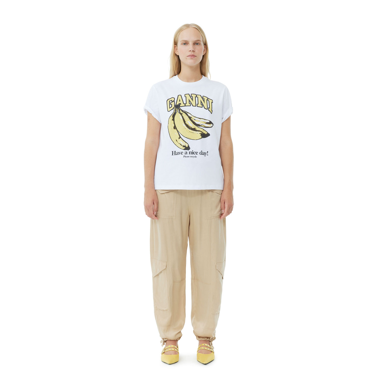 Ganni Banana Relaxed T-Shirt White
