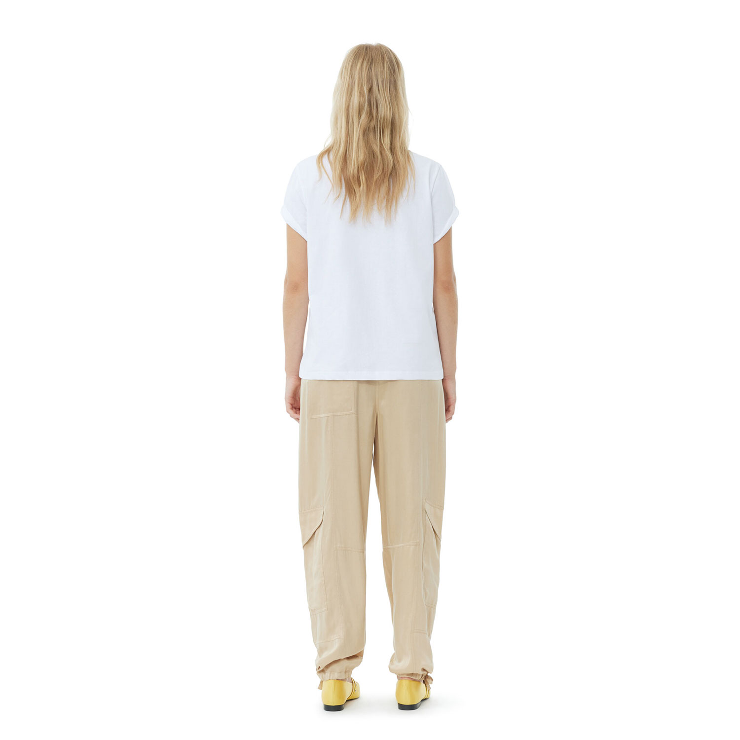 Ganni Banana Ganni T-Shirt Weiss Model hinten