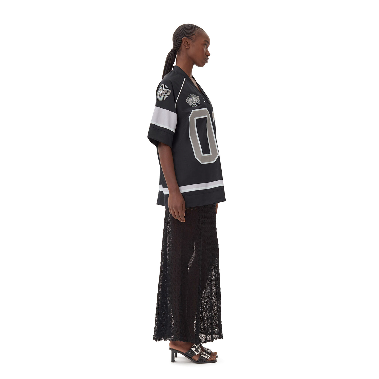 Ganni Future Mesh Oversized T-Shirt Black