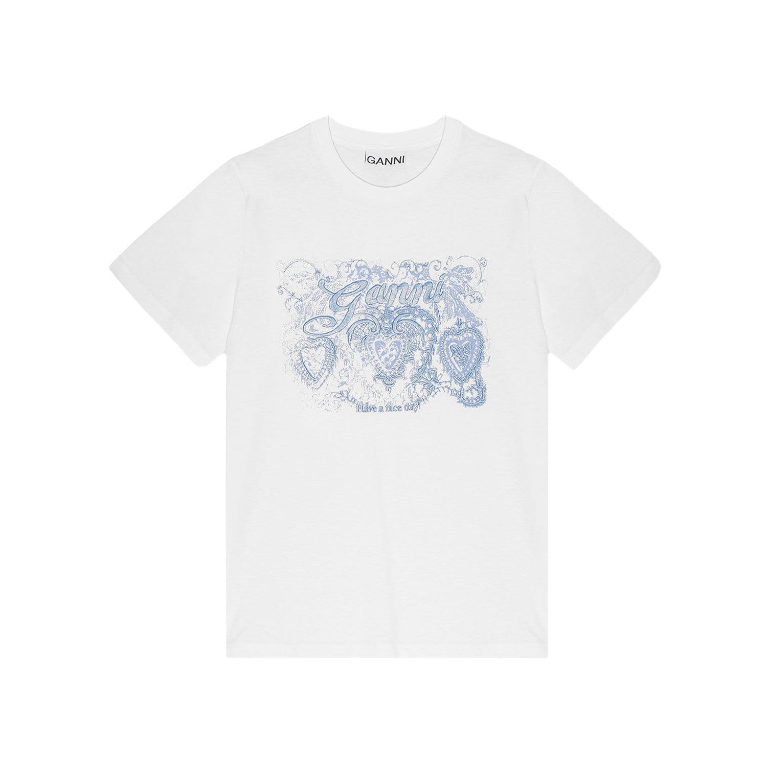 Ganni Tattoo Lace T-Shirt Bright White