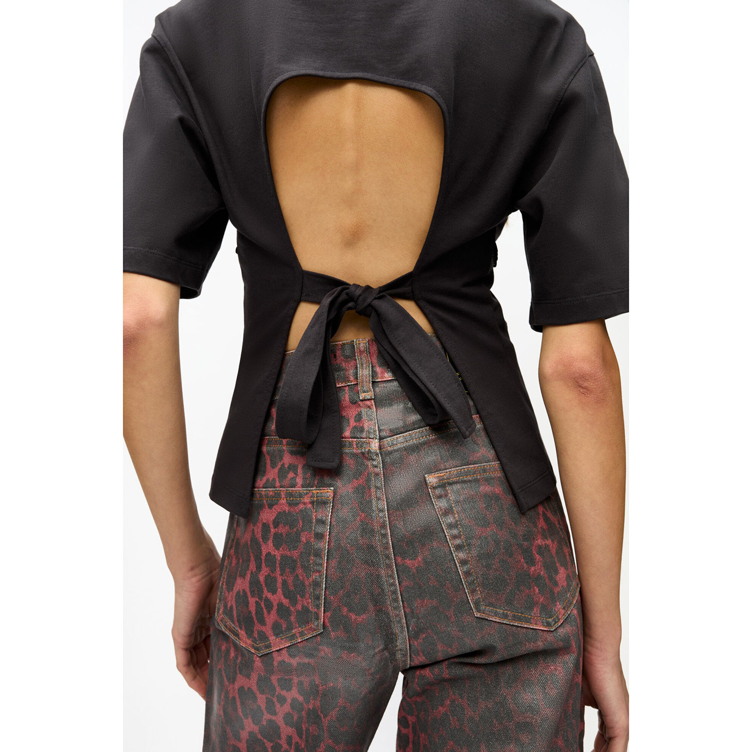 Ganni Tie Back Waisted T-Shirt Phantom