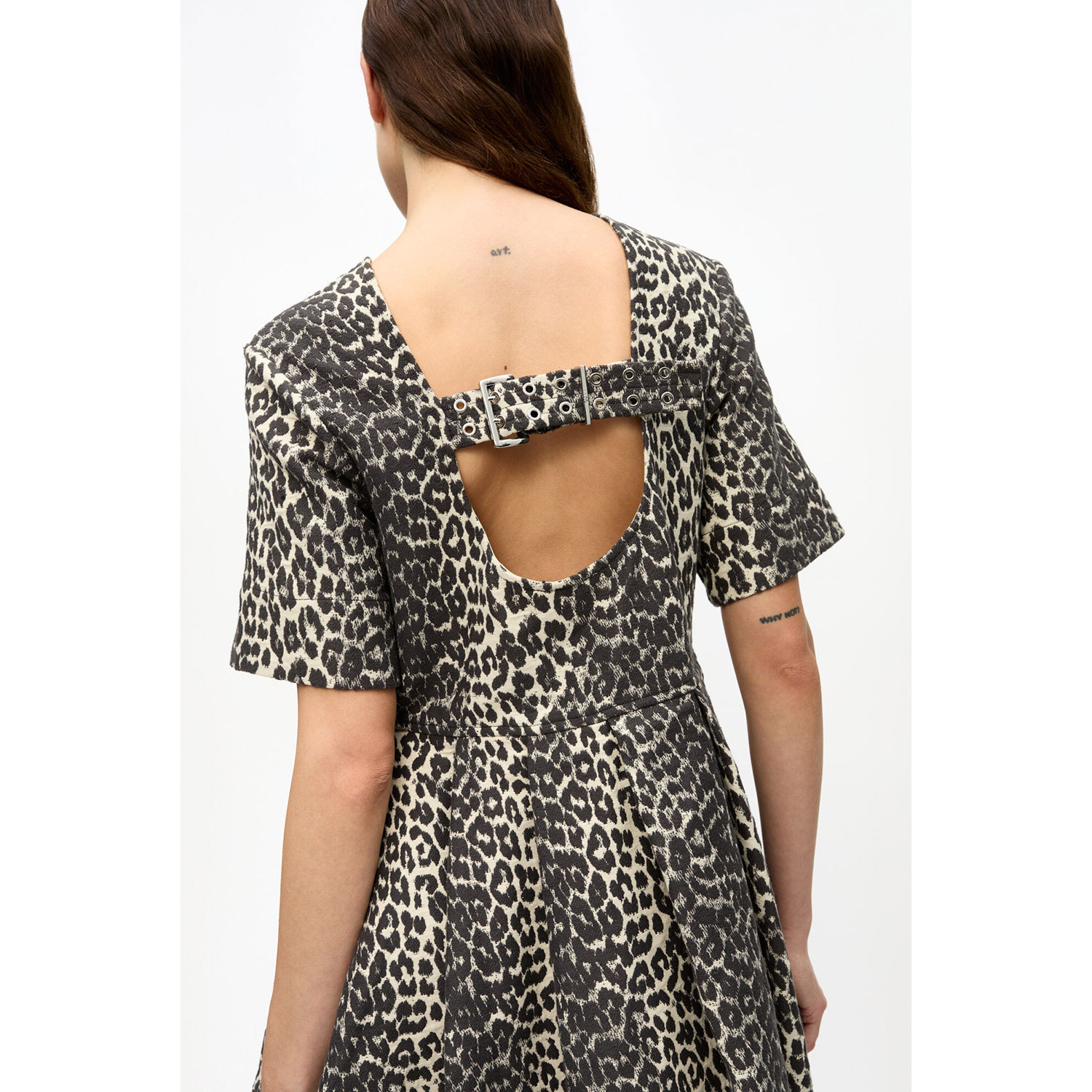 Ganni Tweed Mini Kleid Leopard