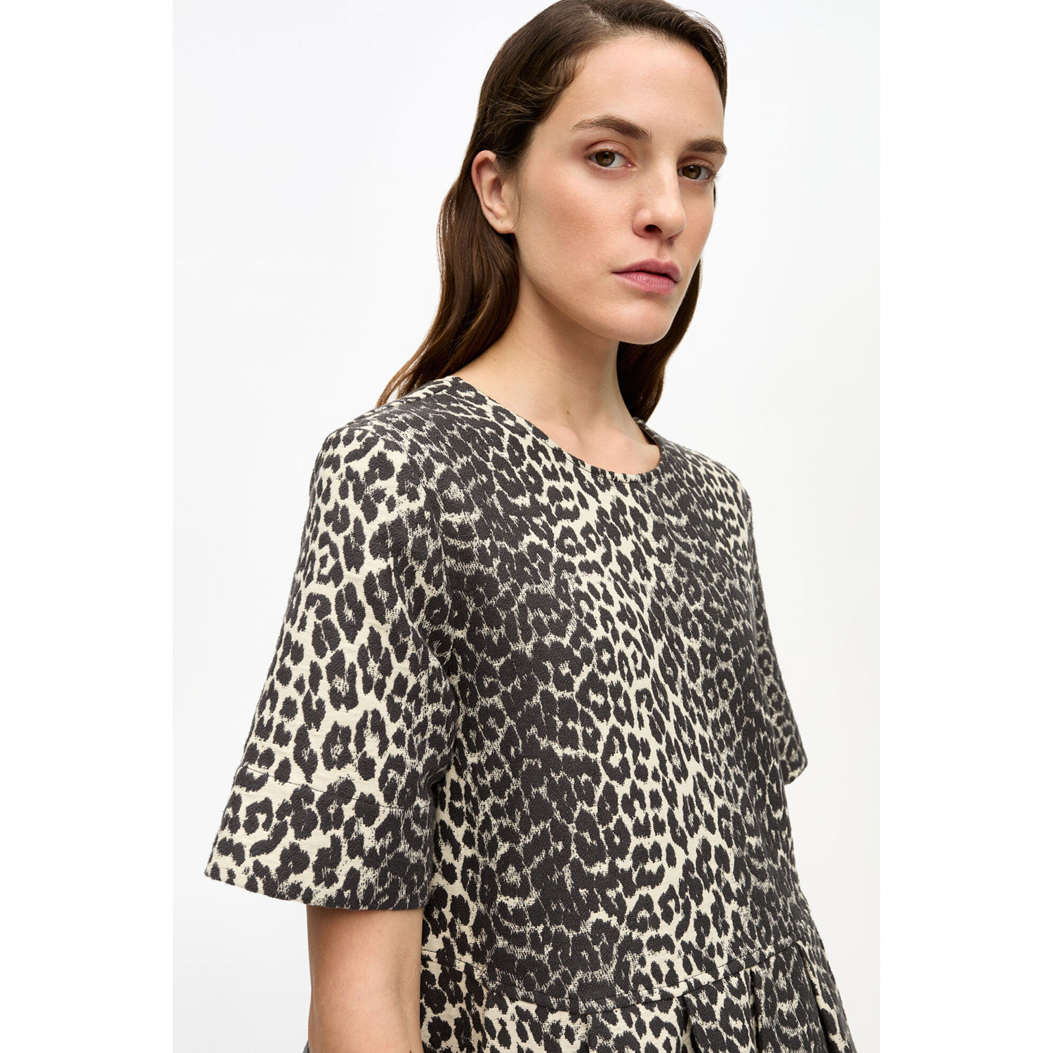 Ganni Tweed Mini Kleid Leopard