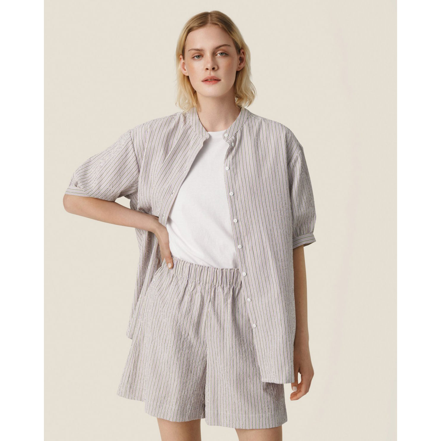 MSCH Copenhagen Adara Shorts Egret Stripe