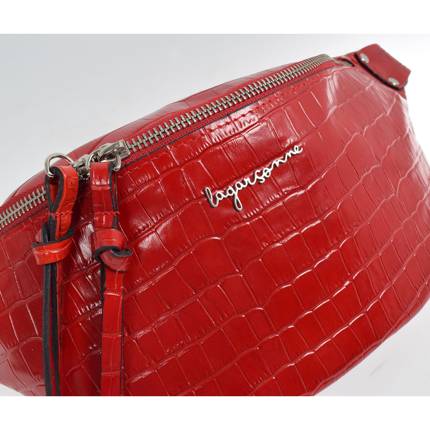 La Garçonne Accessoires Alma Deluxe Grande Bauchtasche Kroko Bermellon