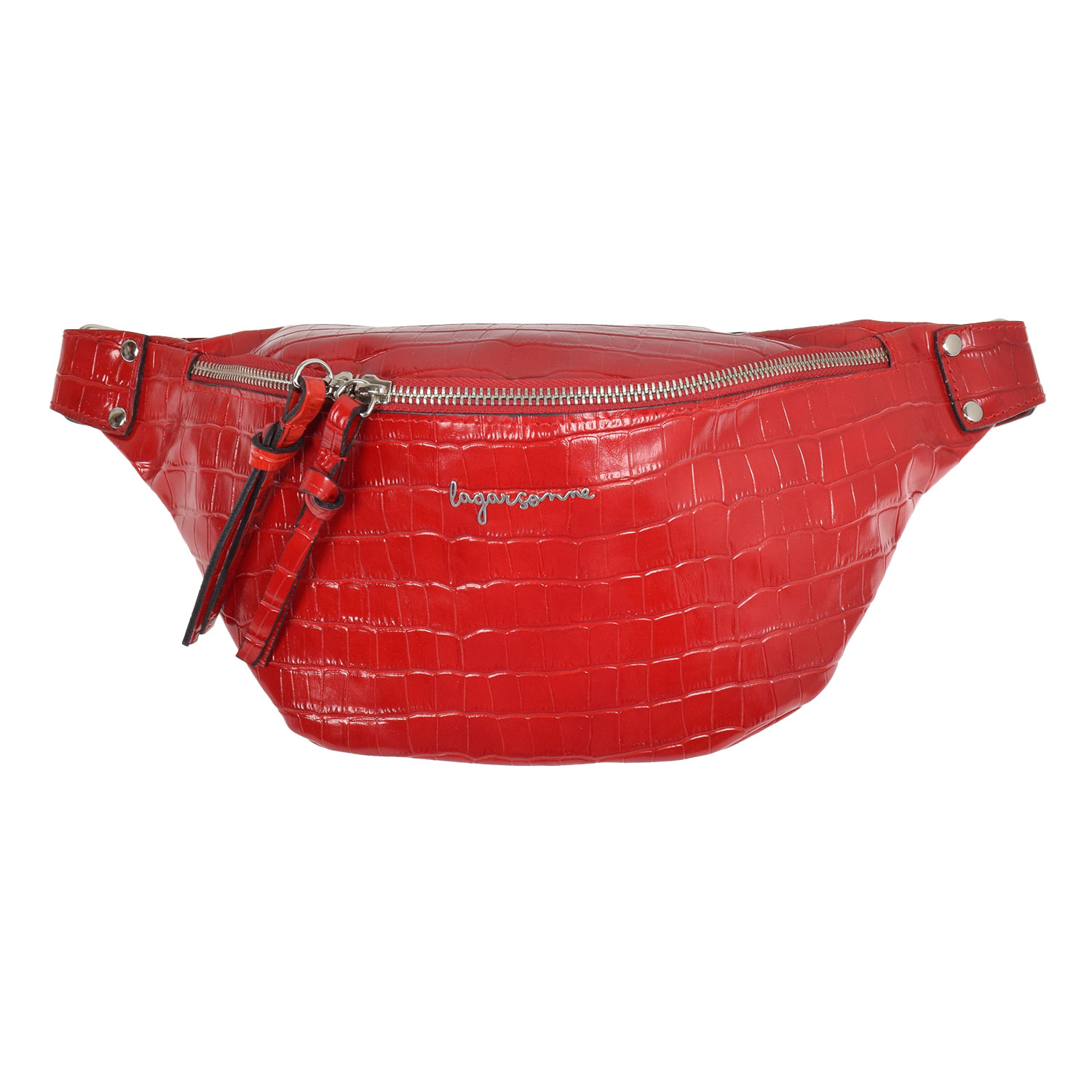 La Garçonne Accessoires Alma Deluxe Grande Bauchtasche Kroko Bermellon