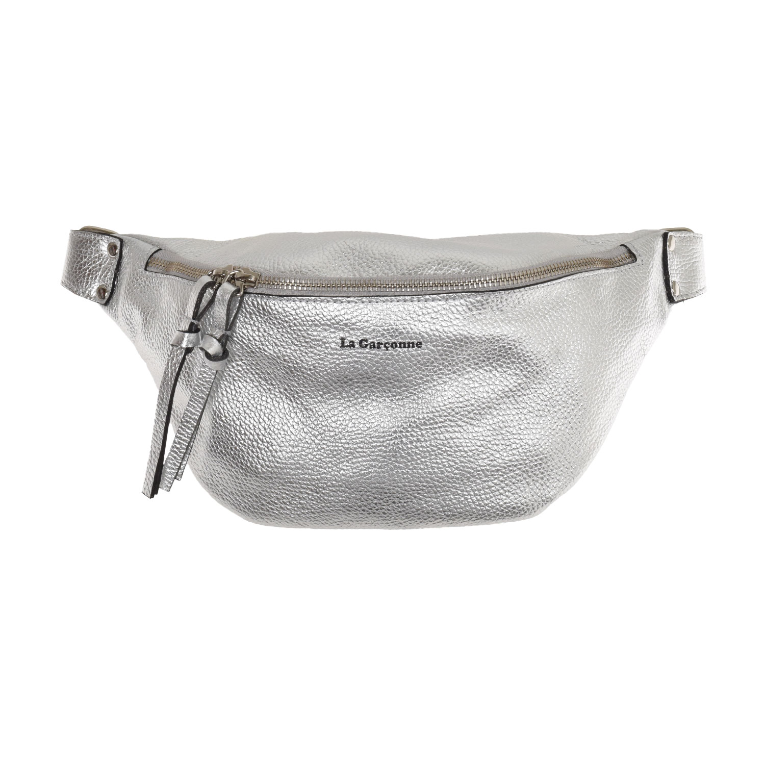 La Garçonne Accessoires Alma Grande Bauchtasche in Silber Metallic von La Garçonne Accessoires vorne