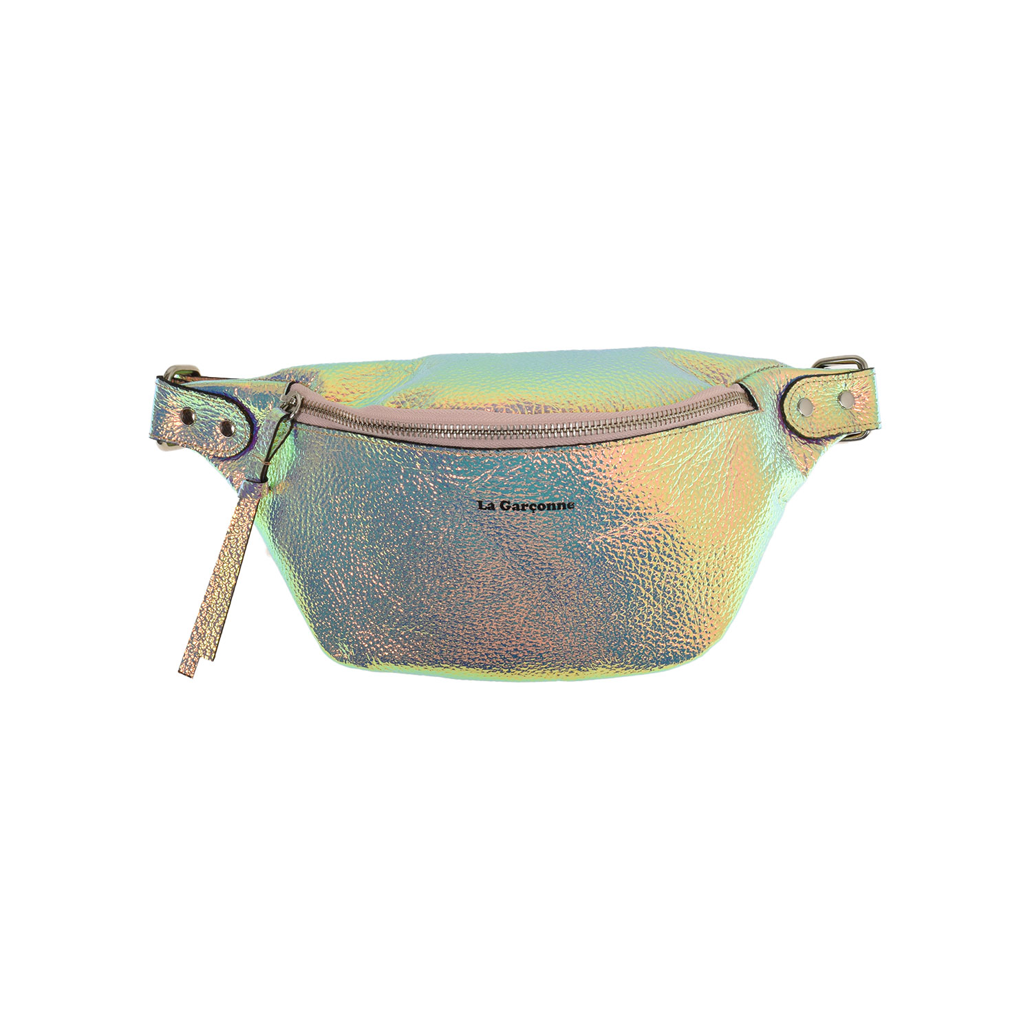 La Garçonne Accessoires Alma Petite Bauchtasche im Hollographic-Look von La Garçonne Accessoires vorne