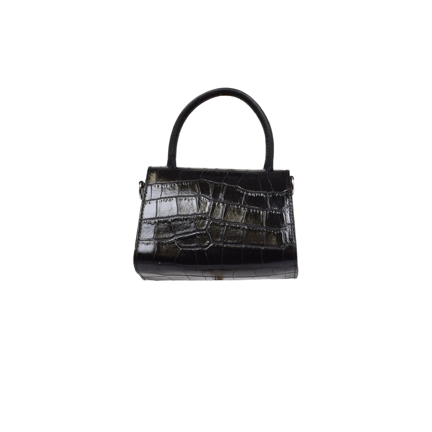 La Garçonne Accessoires Amari Mini Tasche in Schwarz aus echtem Leder mit Kroko prägung von La Garçonne Accessoires hinten