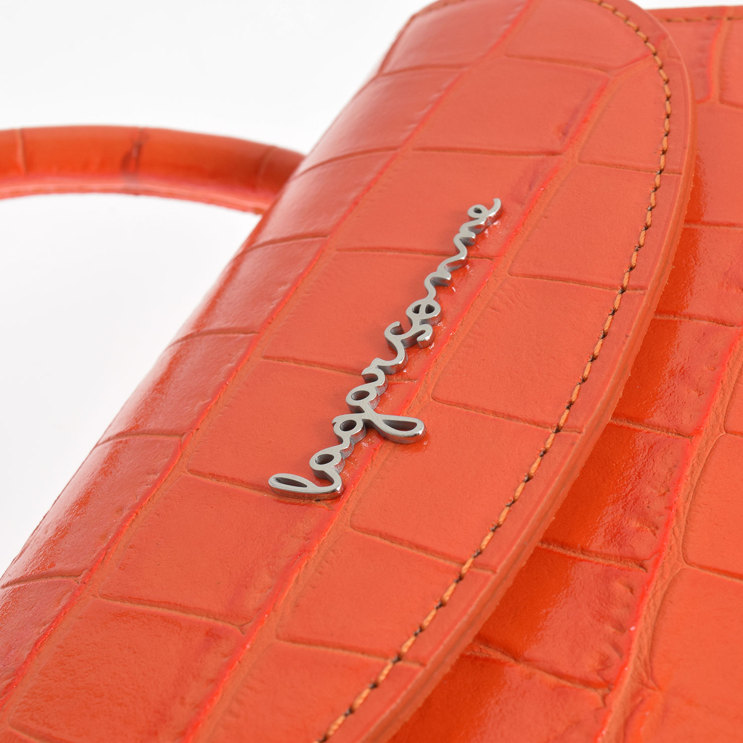 La Garçonne Accessoires Amari Mini Tasche in Orange aus echtem Leder mit Krokoprägung von La Garçonne Accessoires Detail