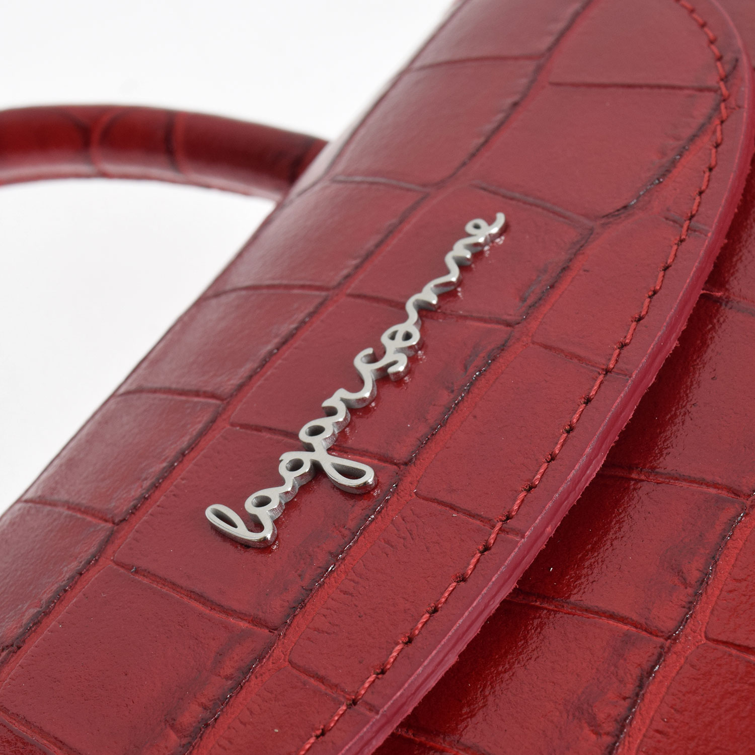 La Garçonne Accessoires Amari Mini Tasche in Rot aus echtem Leder mit Krokoprägung von La Garçonne Accessoires Detail