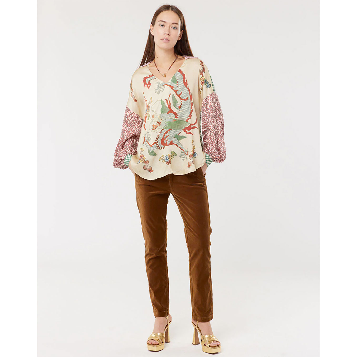 Me369 Anna Me369 Bluse Beige Model Vorne