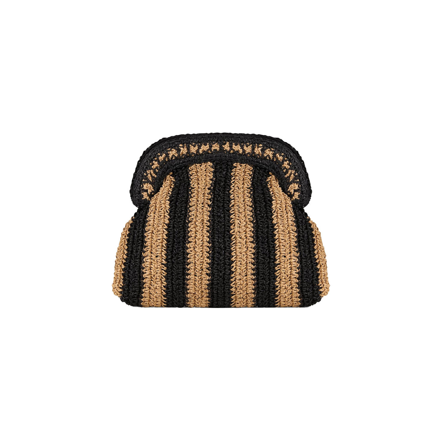 Suncoo Arvel Clutch aus geflochtenem Bast in Beige und Schwarz von Suncoo. Vorne