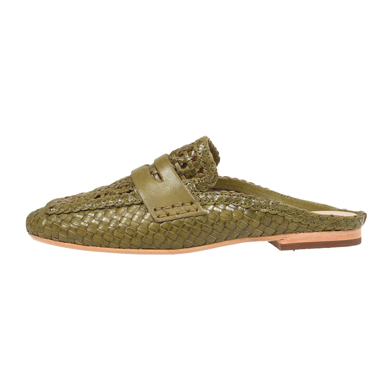 La Garçonne Ayla geflochtene Slippers in Grün von La Garçonne. Seite