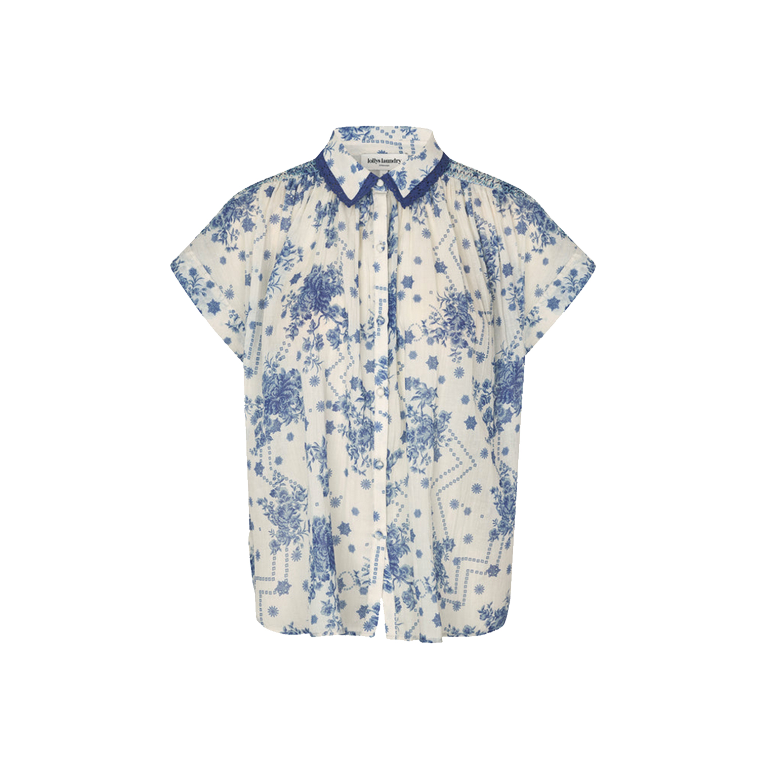 Lolly's Laundry Bandal Bluse in Weiss und Blau von Lolly's Laundry vorne