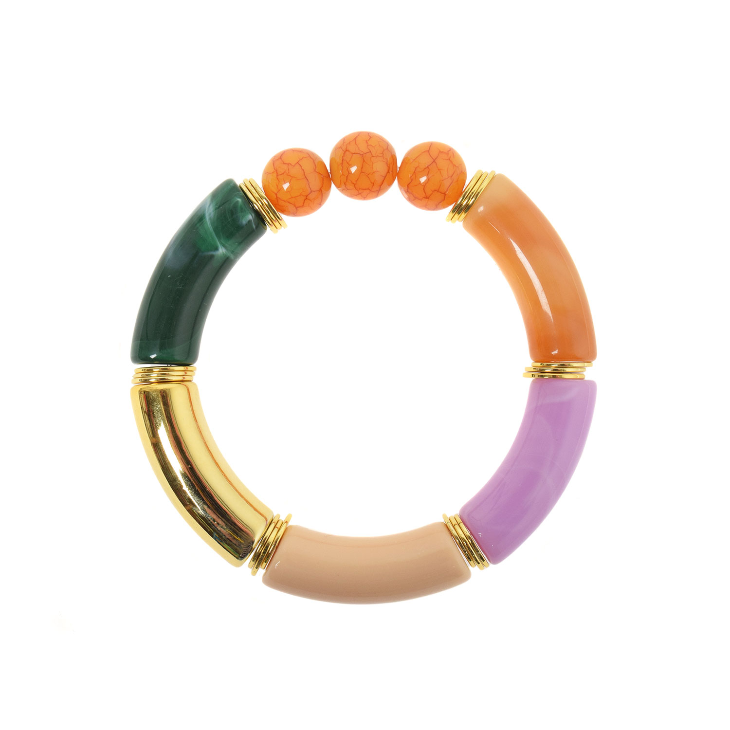 Bangle Armband 3 Balls Green/Beige/Gold