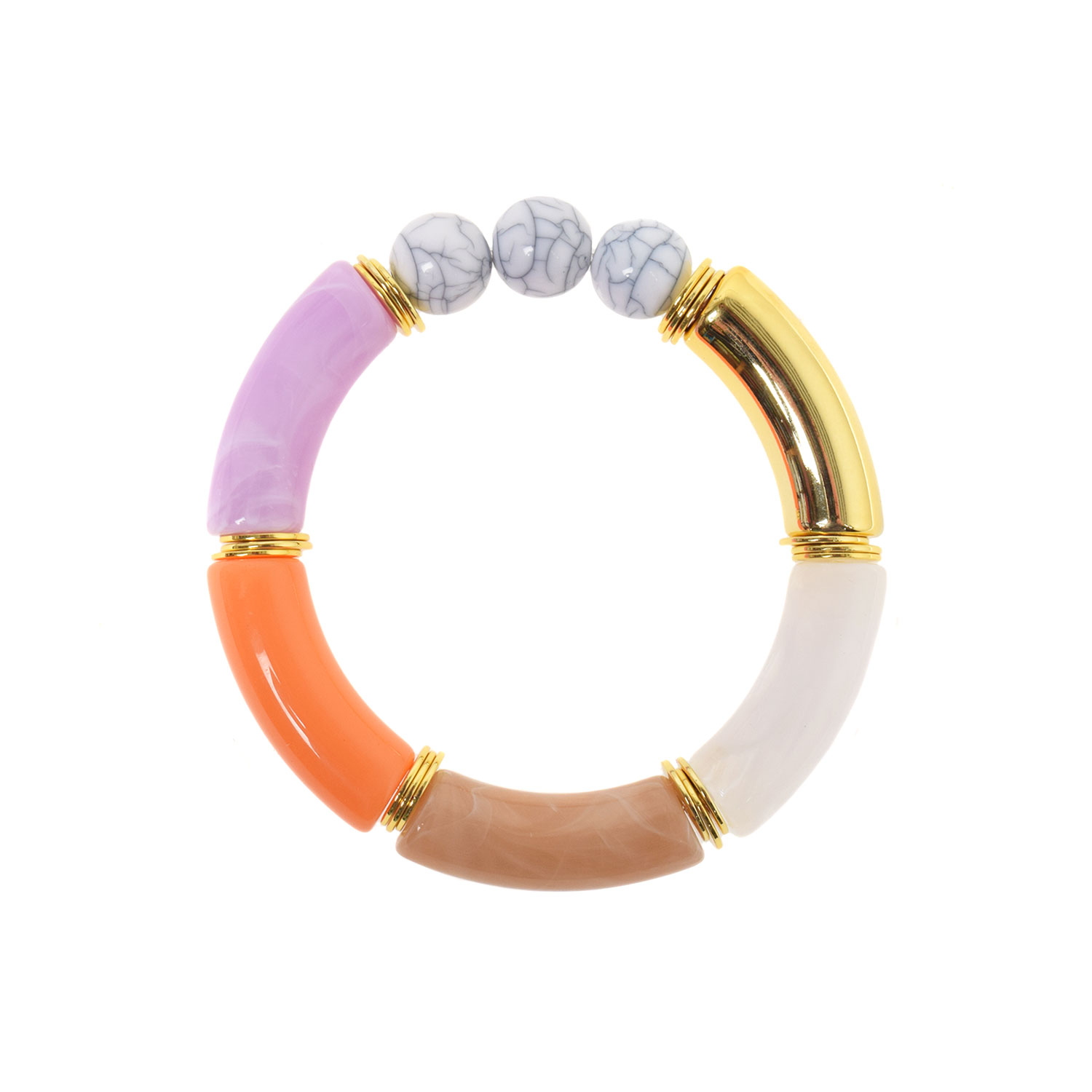 La Garçonne Bijoux Bangle Armband 3 Balls White/Orange/Gold
